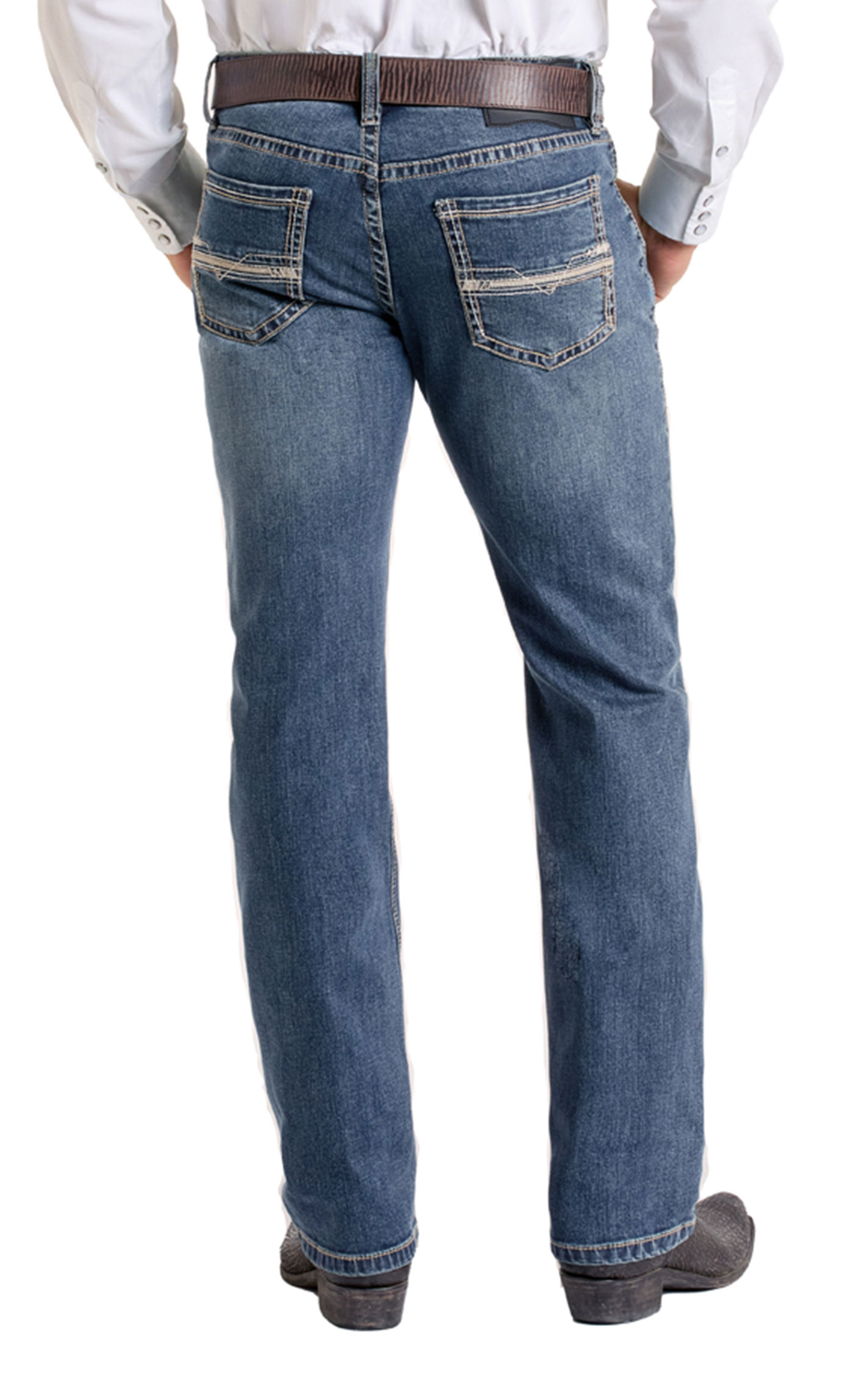 Rock & Roll Denim Men's Revolver Medium Wash Vintage Straight Leg Jeans - Image 1