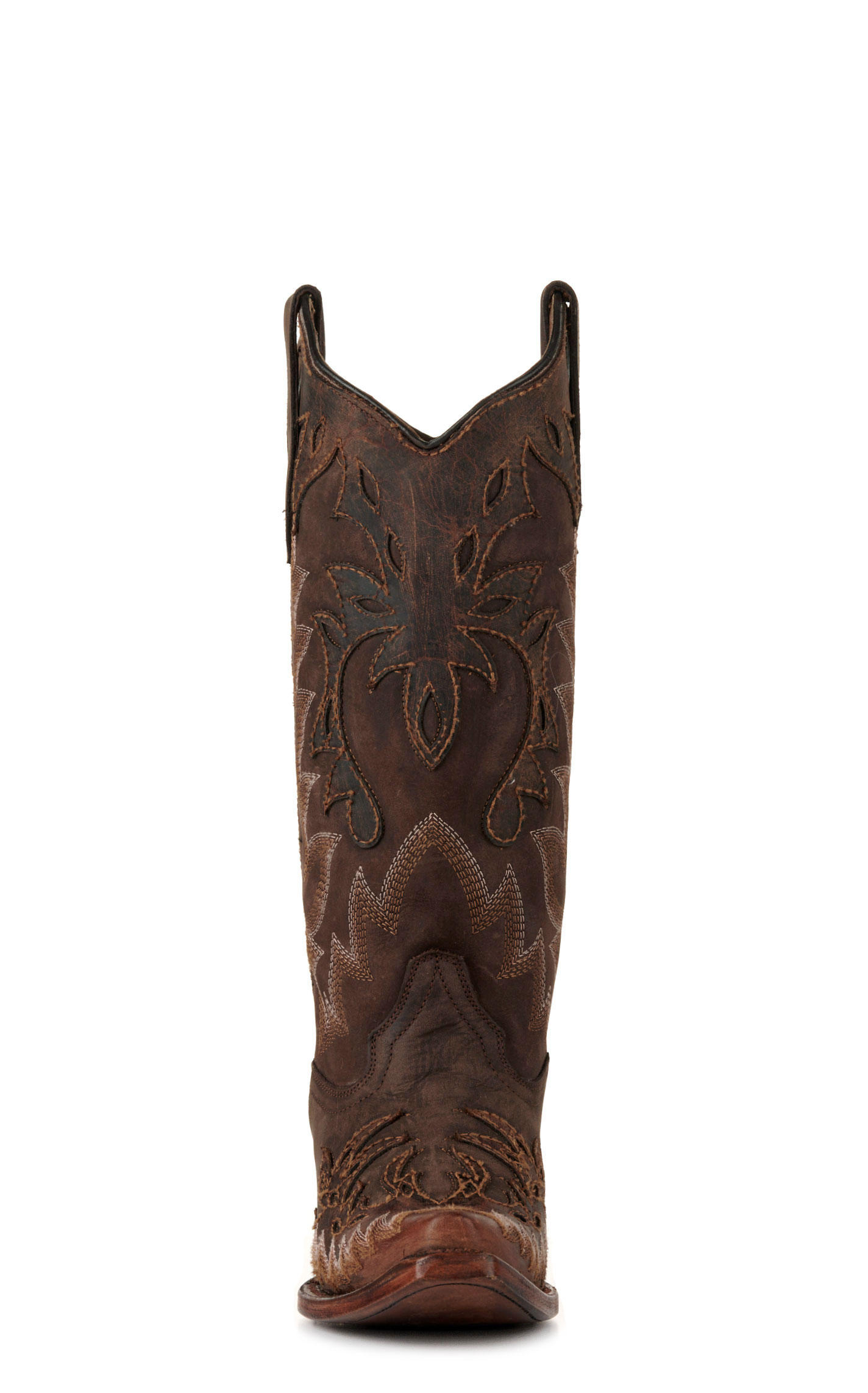 Circle G by Corral Women's Chocolate with Cognac Wingtips Snip Toe Cowboy Boots - Image 1