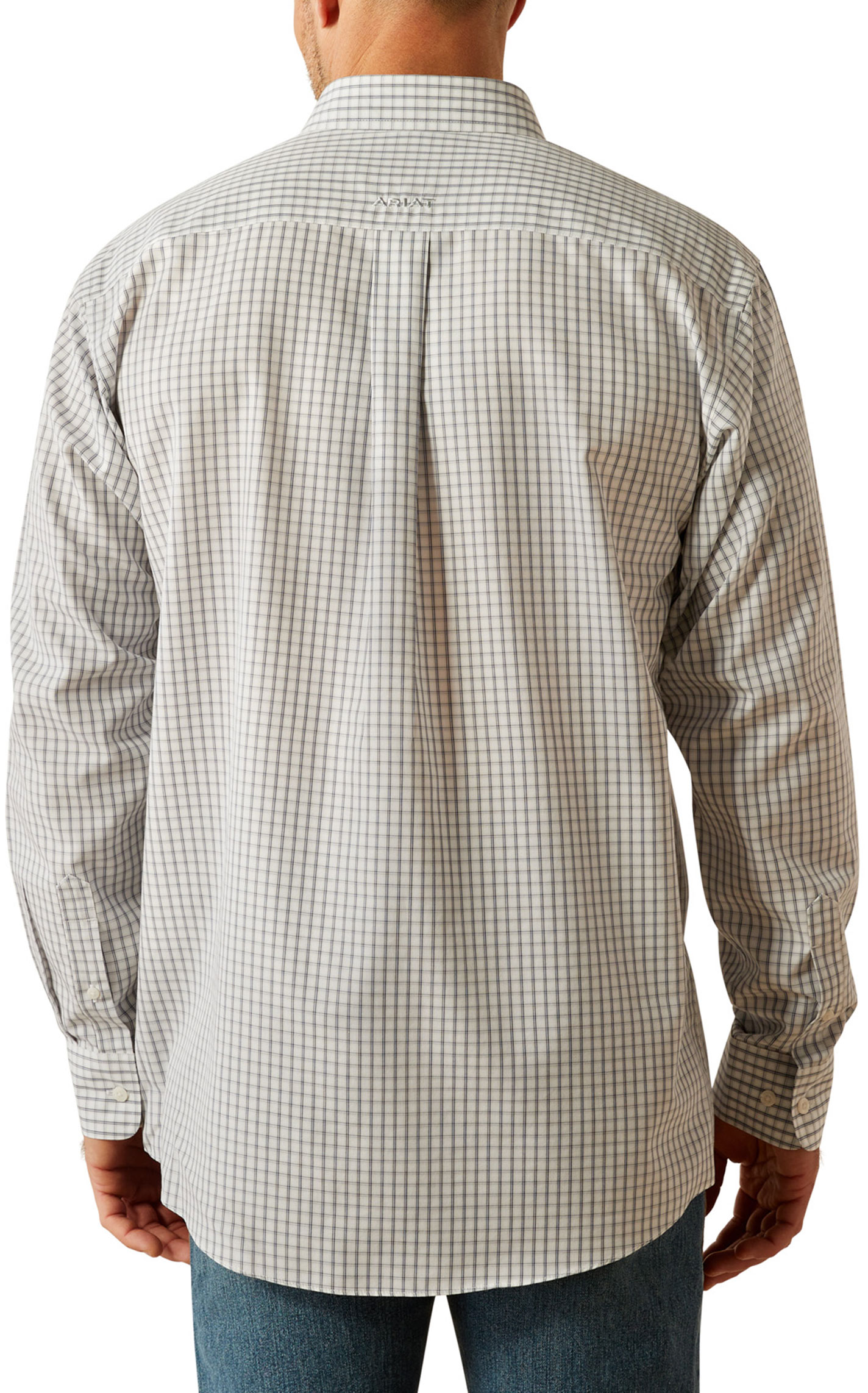Ariat Men's Olsen Gray & Navy Plaid Western Shirt - Image 1
