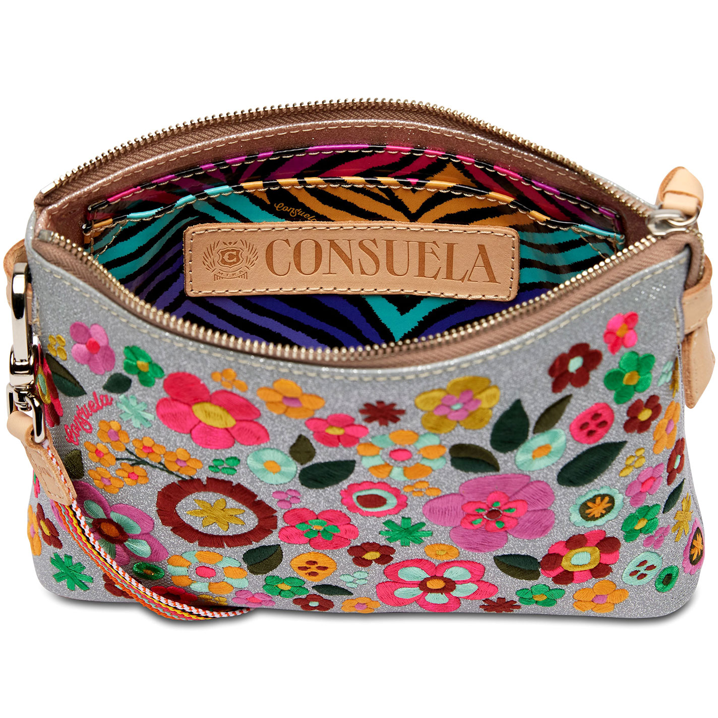 Consuela Tink Floral Embroidered Silver Midtown Crossbody Bag - Image 1