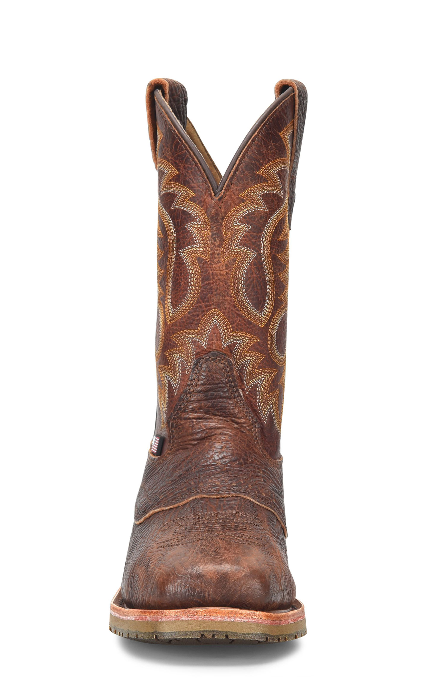 Double H Men's Cognac Bison Comp Wide Square Toe Work Boots - Image 1