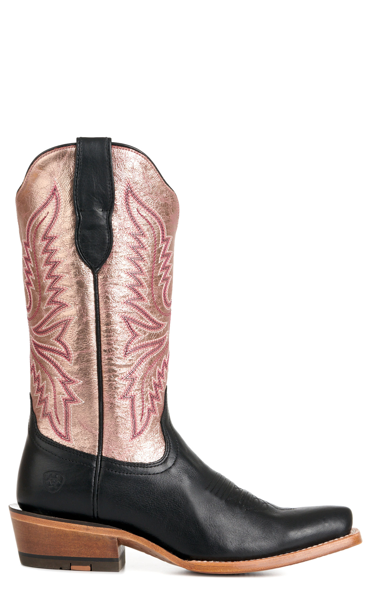 Ariat Women's Futurity Flash Black and Metallic Rose Gold Punchy Square Toe Cowboy Boots - Image 1