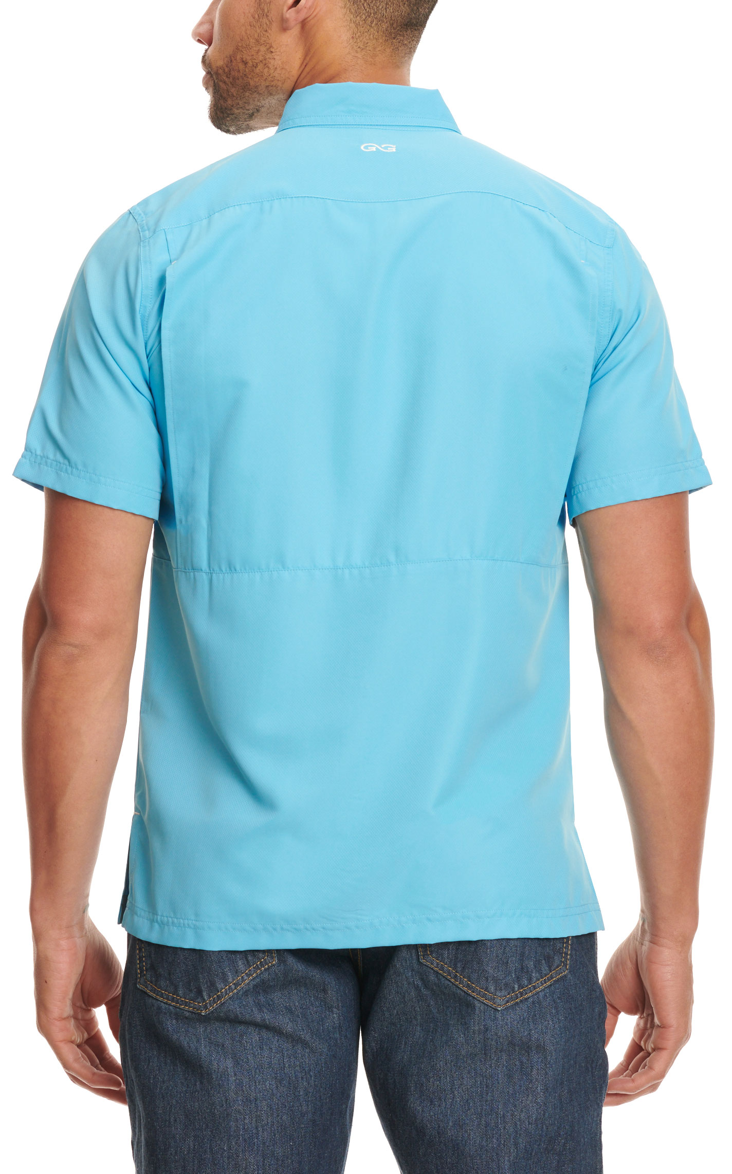 GameGuard Outdoors Men's Bright Ocean Blue MicroFiber Fishing Shirt - Image 1