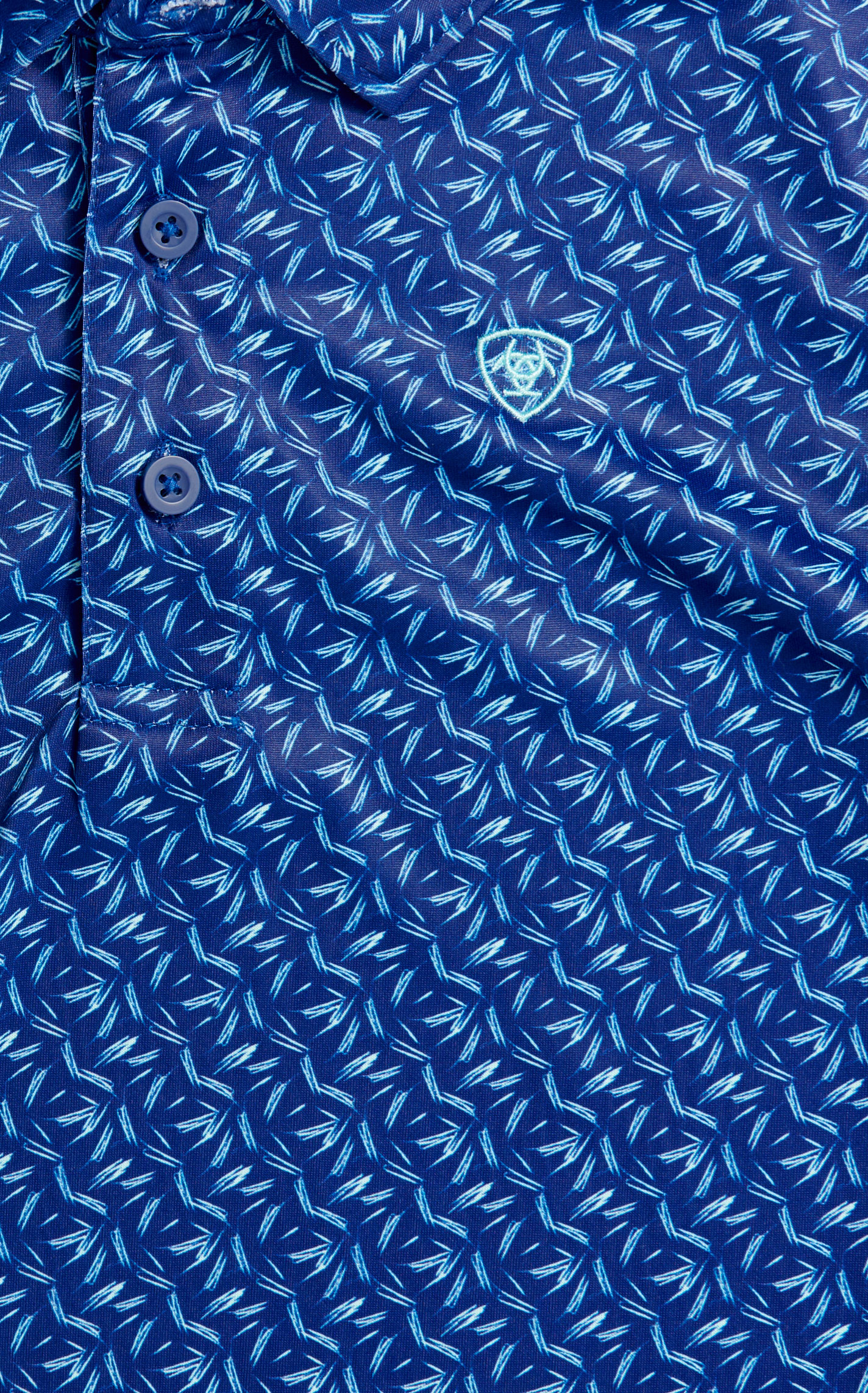 Ariat Boy's AriatTek Navy & Turquoise Geo Print Polo - Image 1