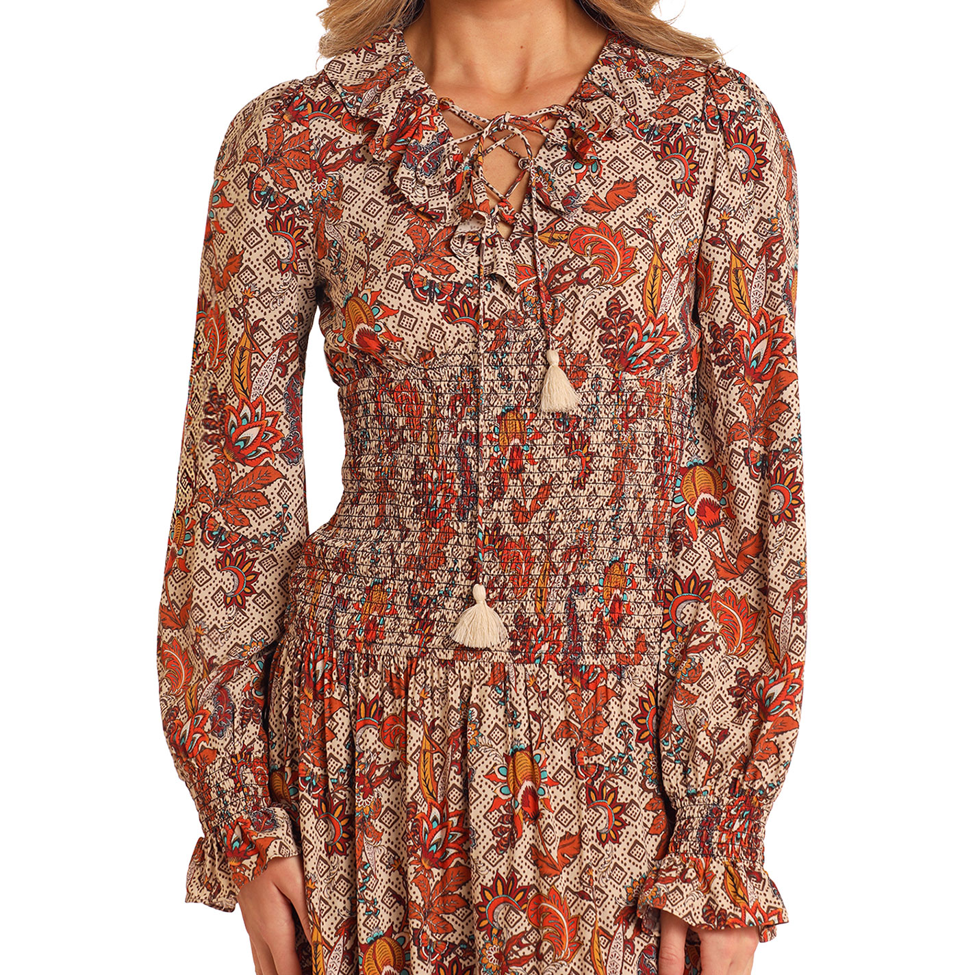Panhandle Women's Taupe & Sunset Floral Maxi Dress - Image 1