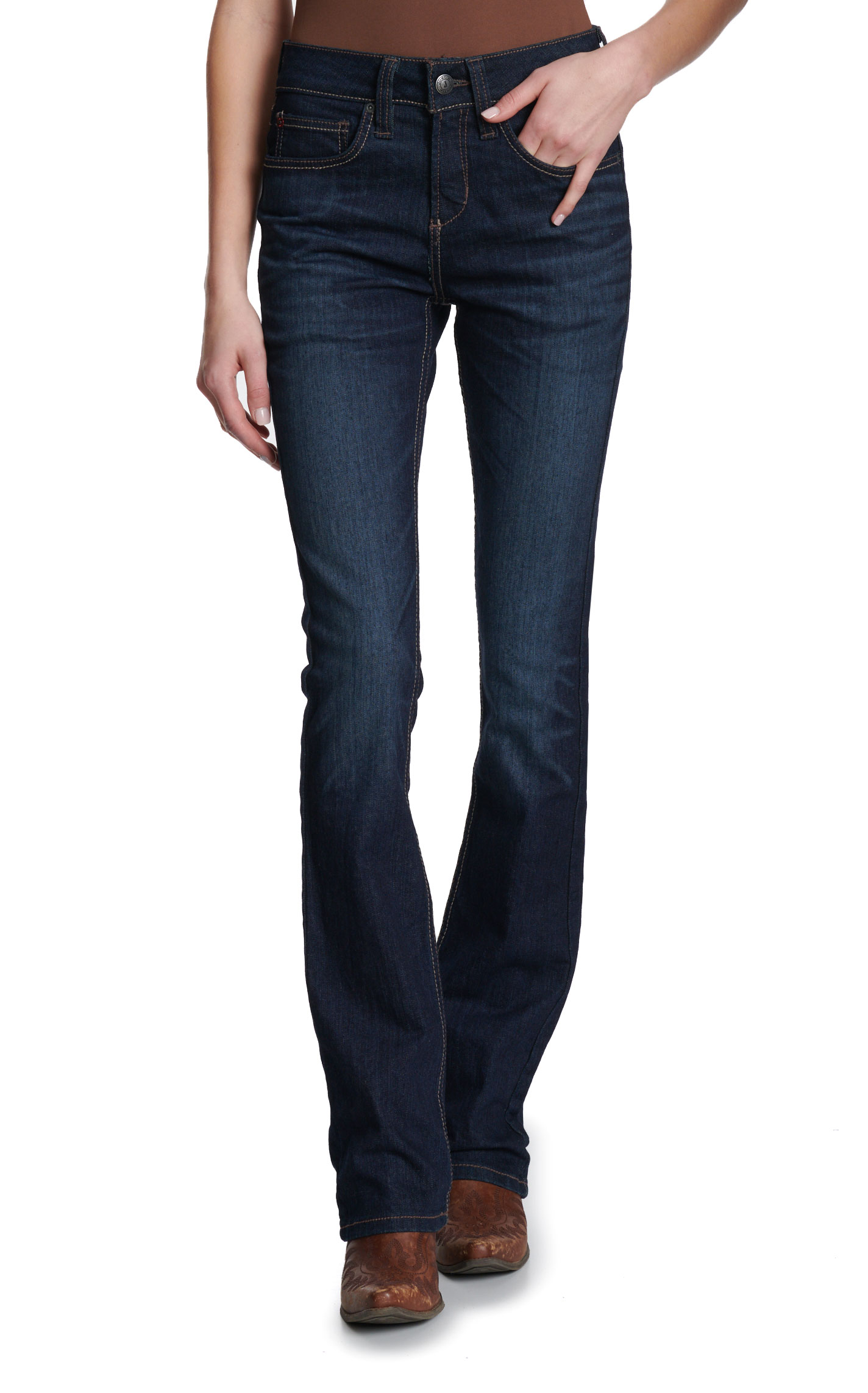 Justin 1879 Women's Dark Wash Vintage Boot Cut Jeans - Image 1