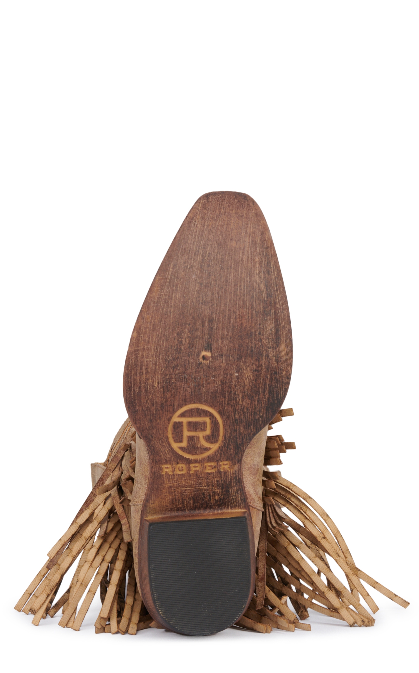 Roper Women's Tan Faux Leather with Fringe Snip Toe Boots - Image 1