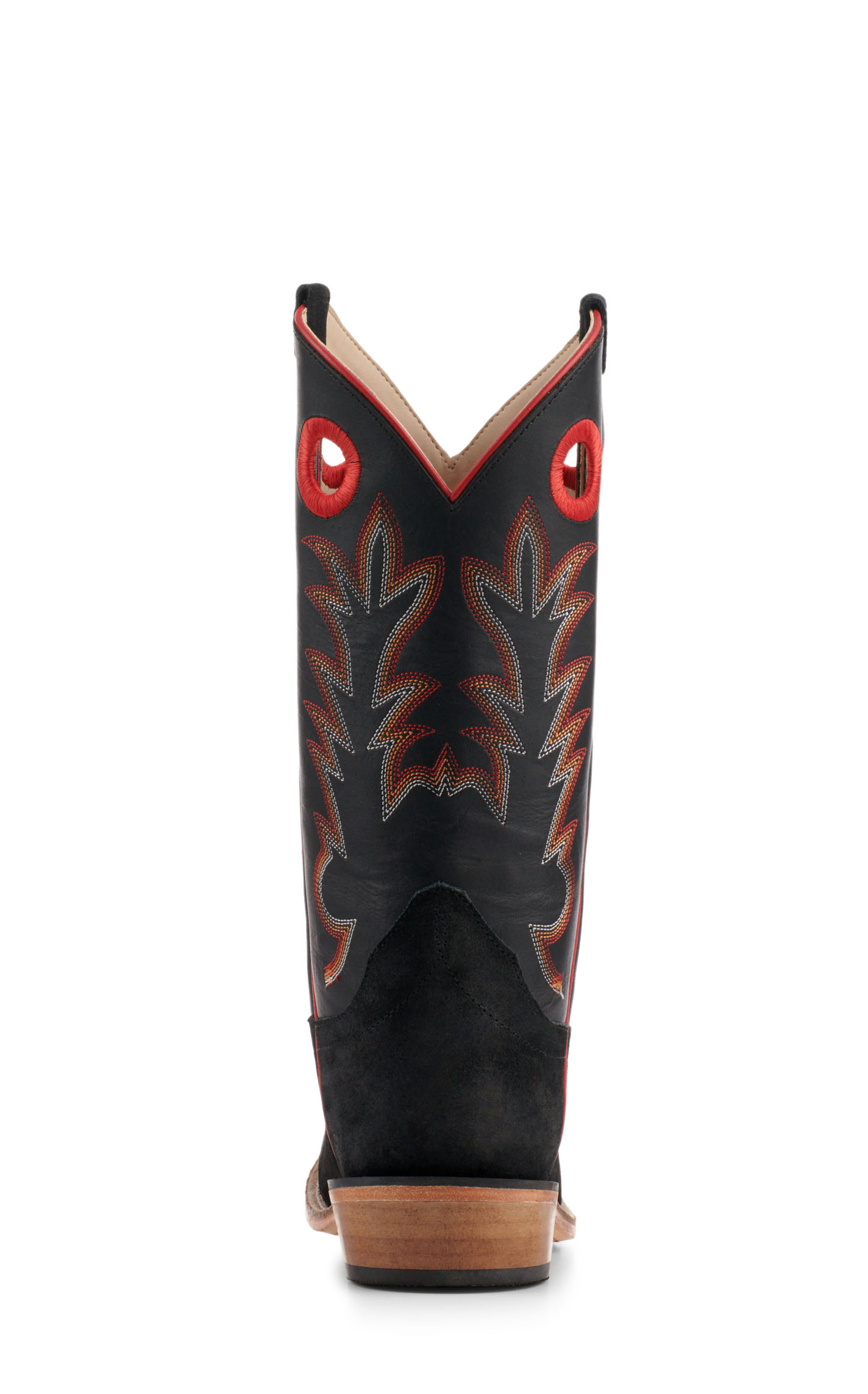 Old West Youth Black with Black Suede Square Toe Cowboy Boots - Image 1
