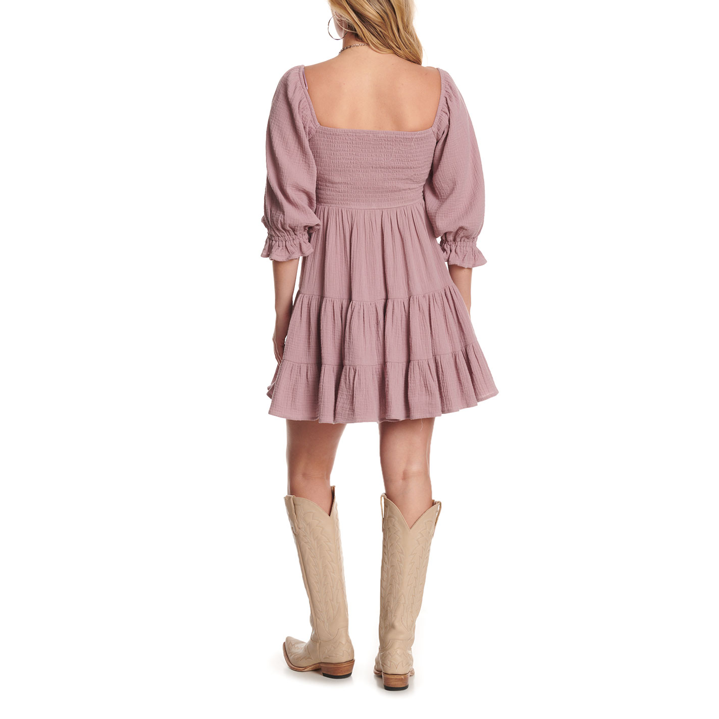 Yura Dusty Lilac Smocked Tiered Dress - Image 1
