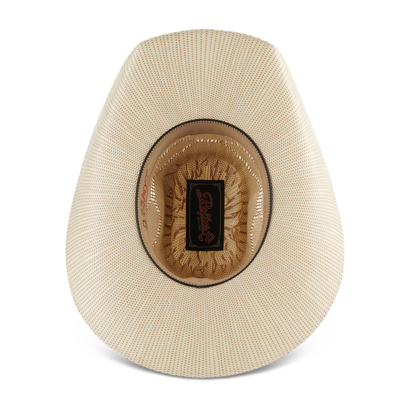 Rafter C Men's Ivory and Tan with Honeycomb Vented Crown Bangora Straw Cowboy Hat - Image 1