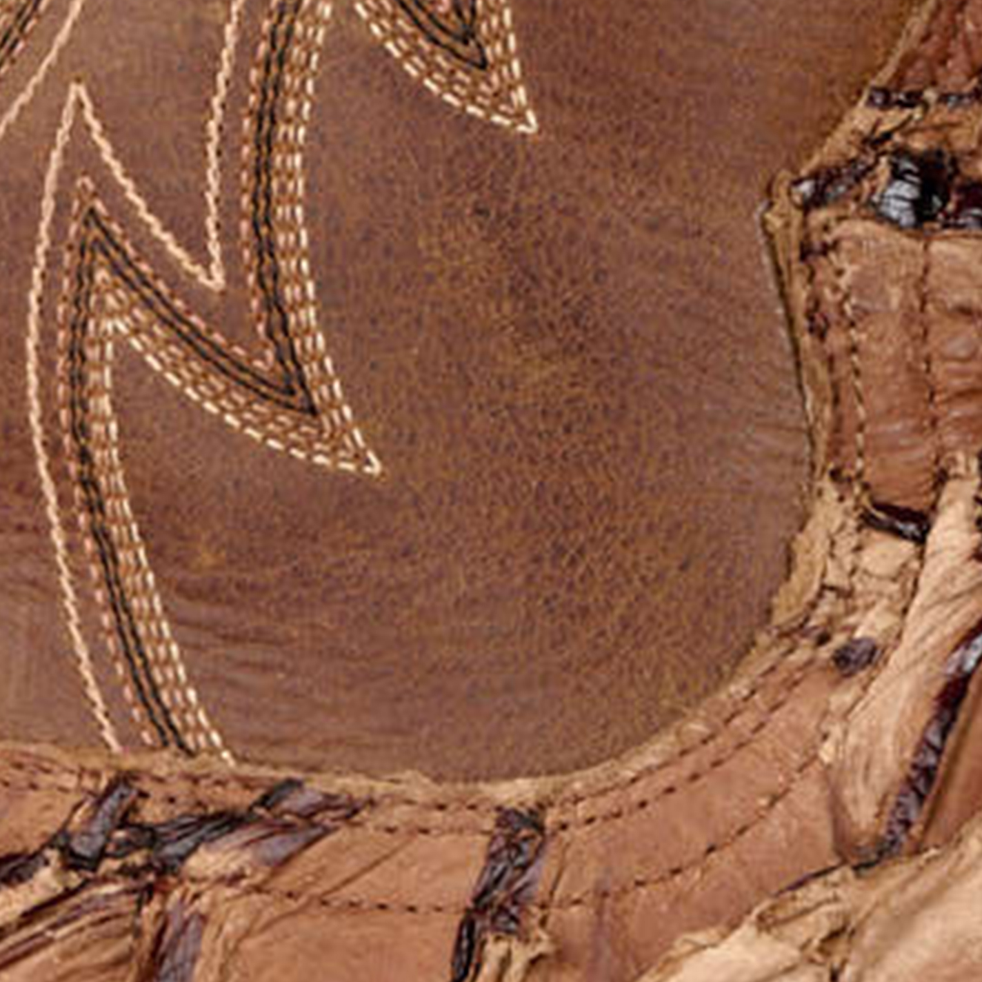 Cavender's Men's Mahogany Pirarucu & Brown Wide Square Toe Cowboy Boots - Image 1