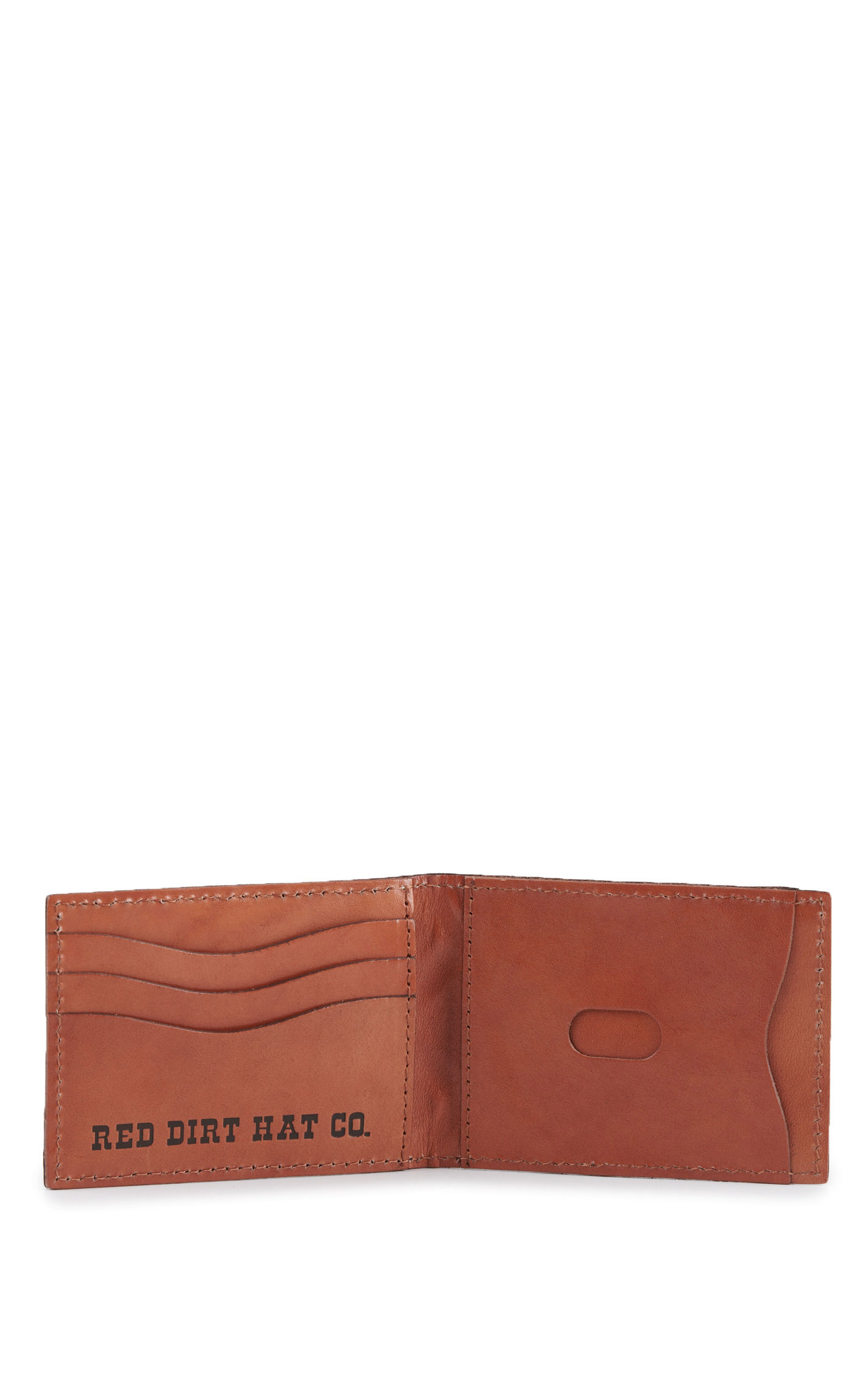 Red Dirt Hat Co. Brown Leather with Black Aztec with Sunset Thunderbird Bi-Fold Wallet - Image 3