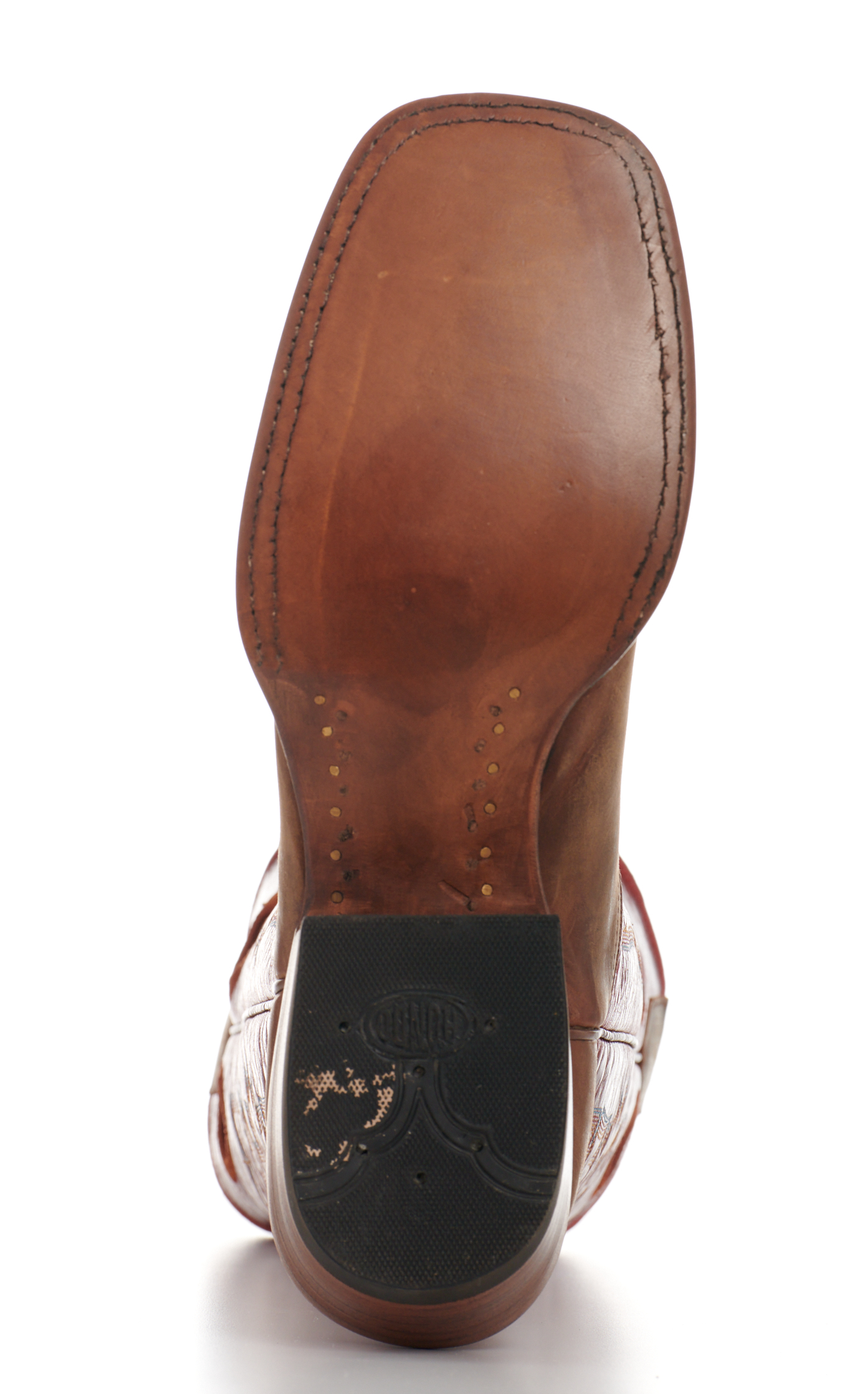 Hondo Men's Legend Waxy Brown and Red Wide Square Toe Buckaroo Cowboy Boots - Image 1