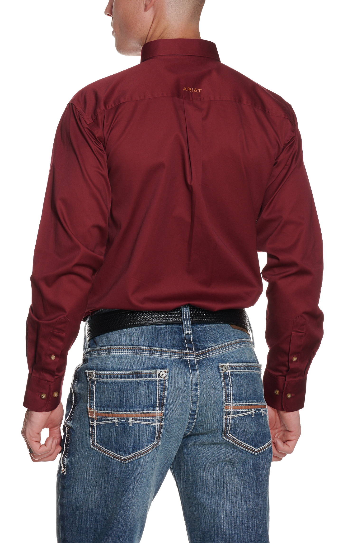 Ariat Men's Solid Burgundy Long Sleeve Western Shirt - Image 1