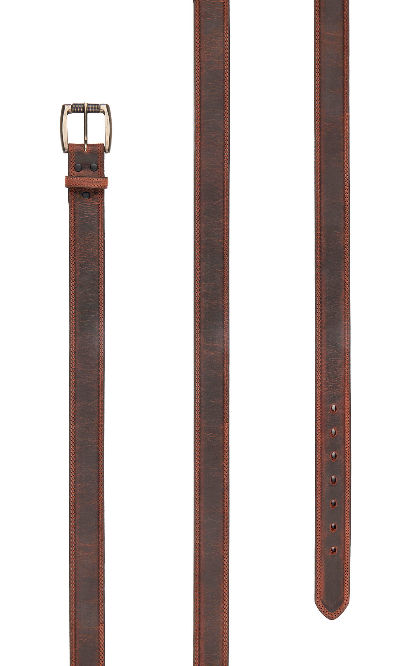 AndWest Men's Tan Leather with Knurled Roller Buckle Western Belt - Image 1