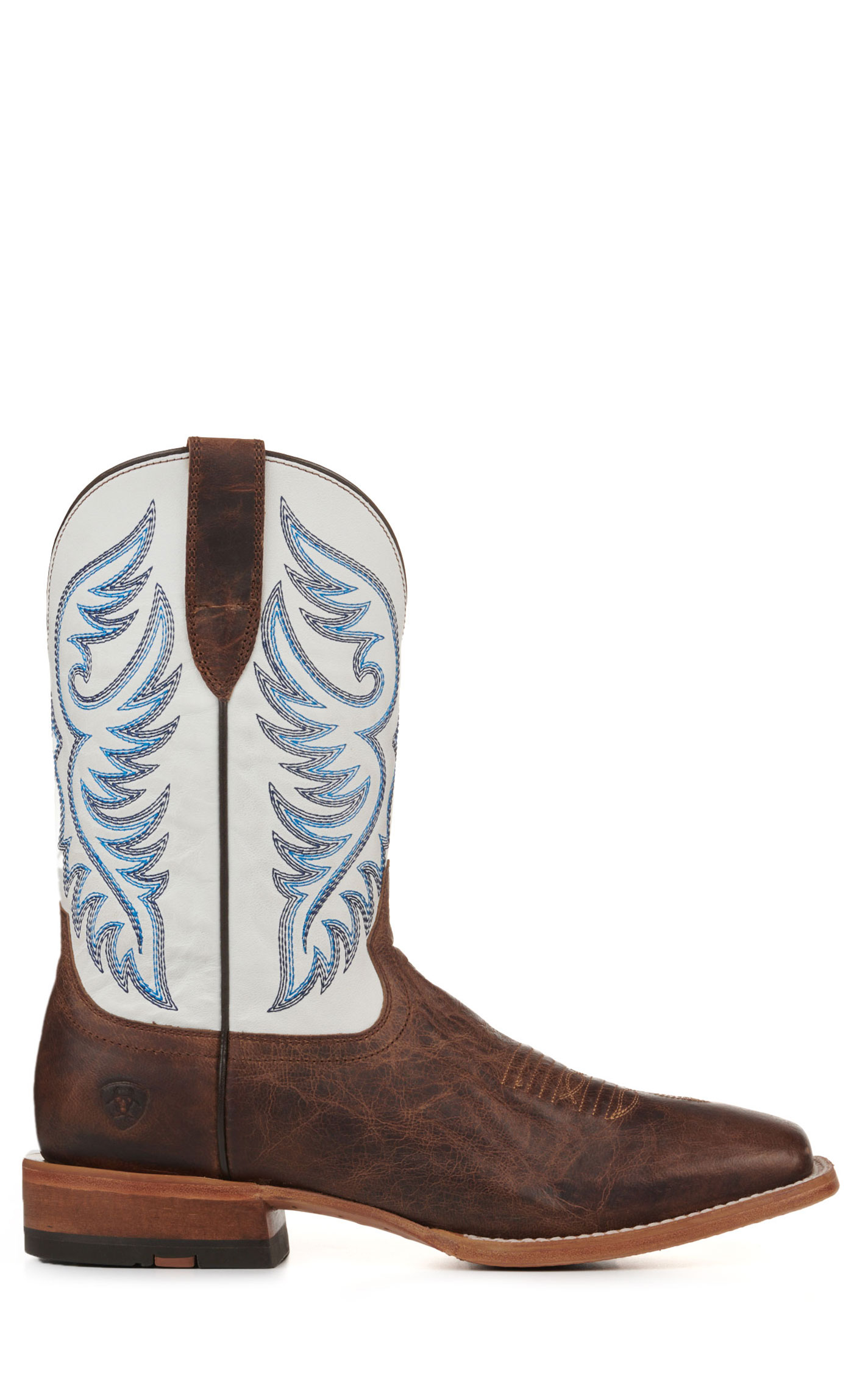 Ariat Men's Wiley Pecan Brown and Coastal Cream TekStep Wide Square Toe Cowboy Boots - Image 1