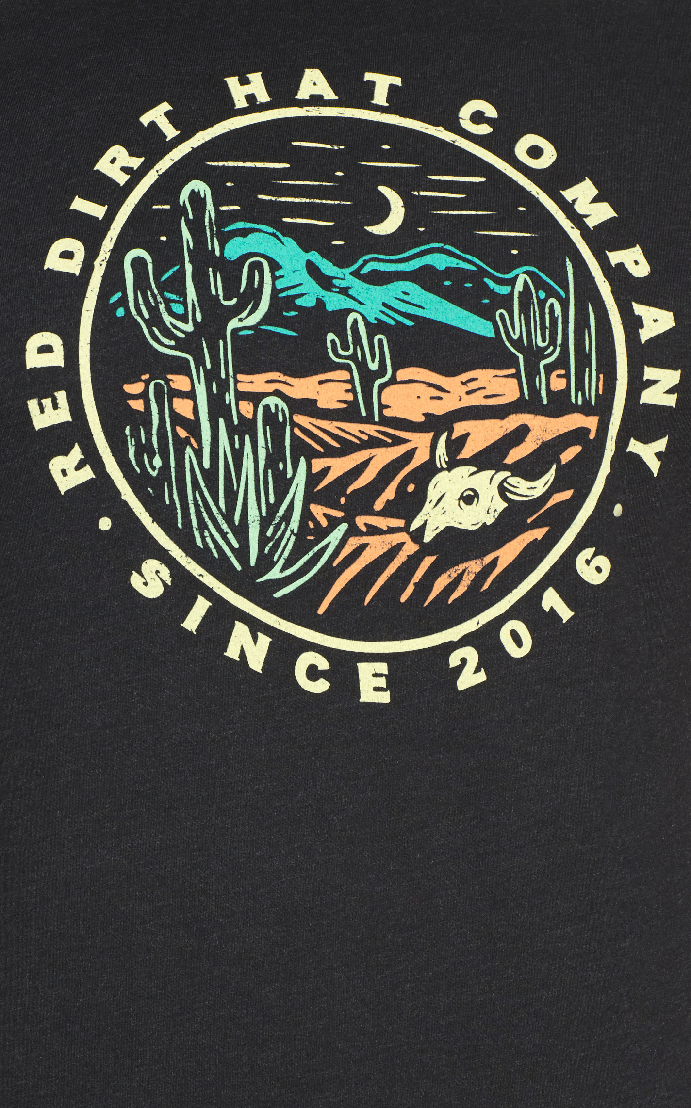 Red Dirt Hat Co. Men's Heather Black Desert Moon Graphic Short Sleeve T-Shirt - Image 1