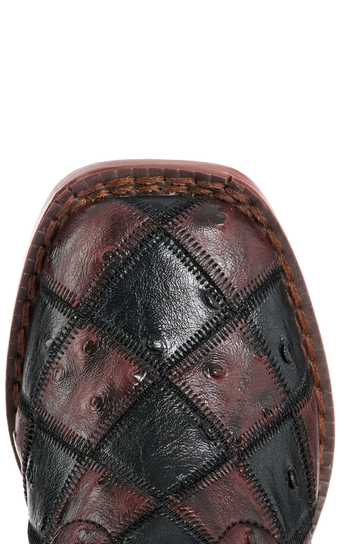 Roper Bird Blocks Toddler Burgundy & Black Faux Ostrich Cowboy Boots - Image 1