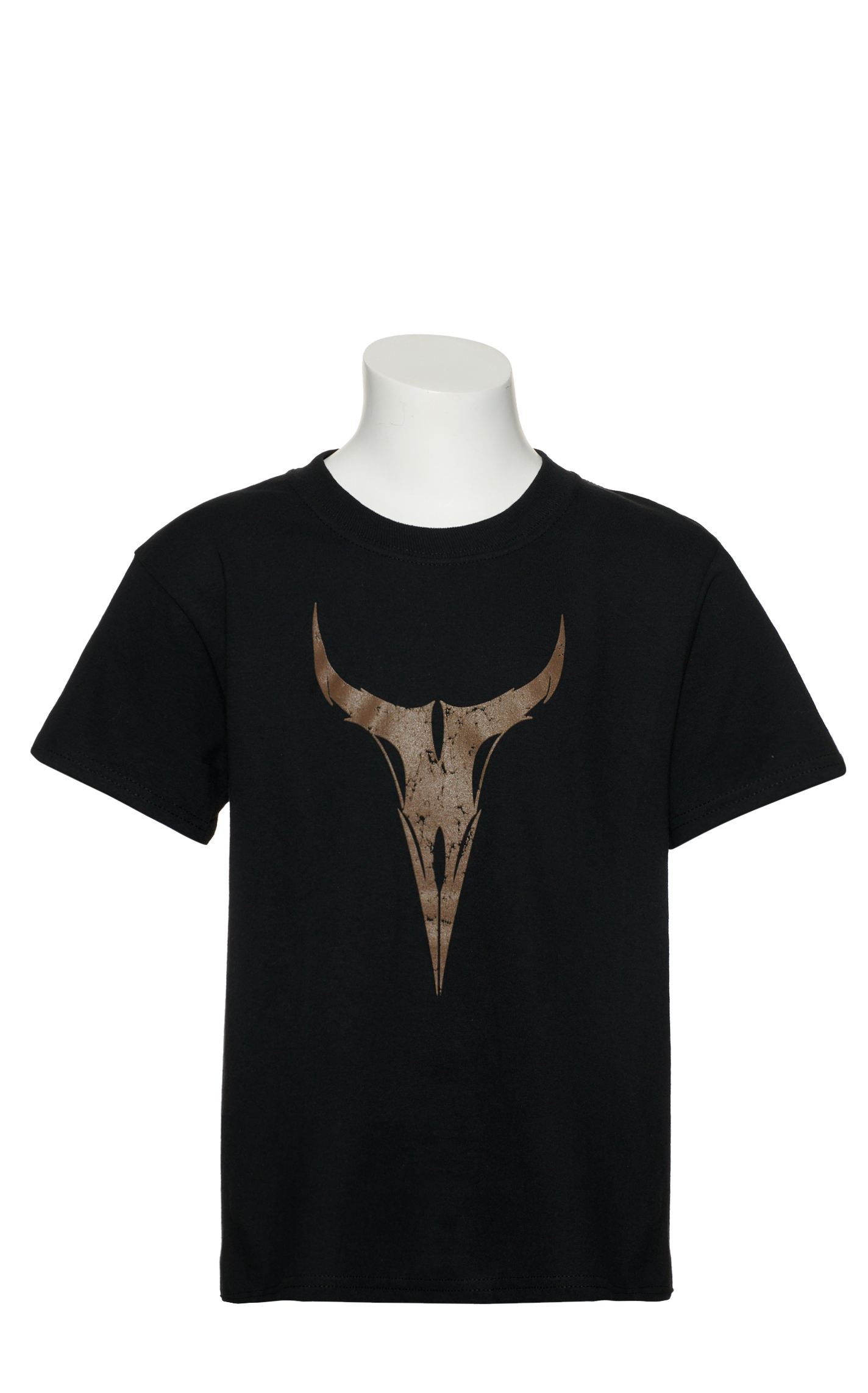 Moss Brothers Cowboys Unlimited Boys' Black Longhorn Camo Flag Short Sleeve T-Shirt - Image 1