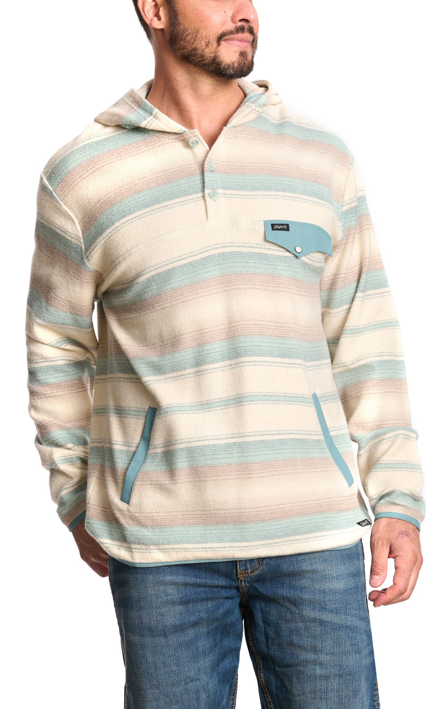 Rafter C Red Dirt Collection Men's Sand & Sea Serape 1/4 Button Hoodie - Image 1