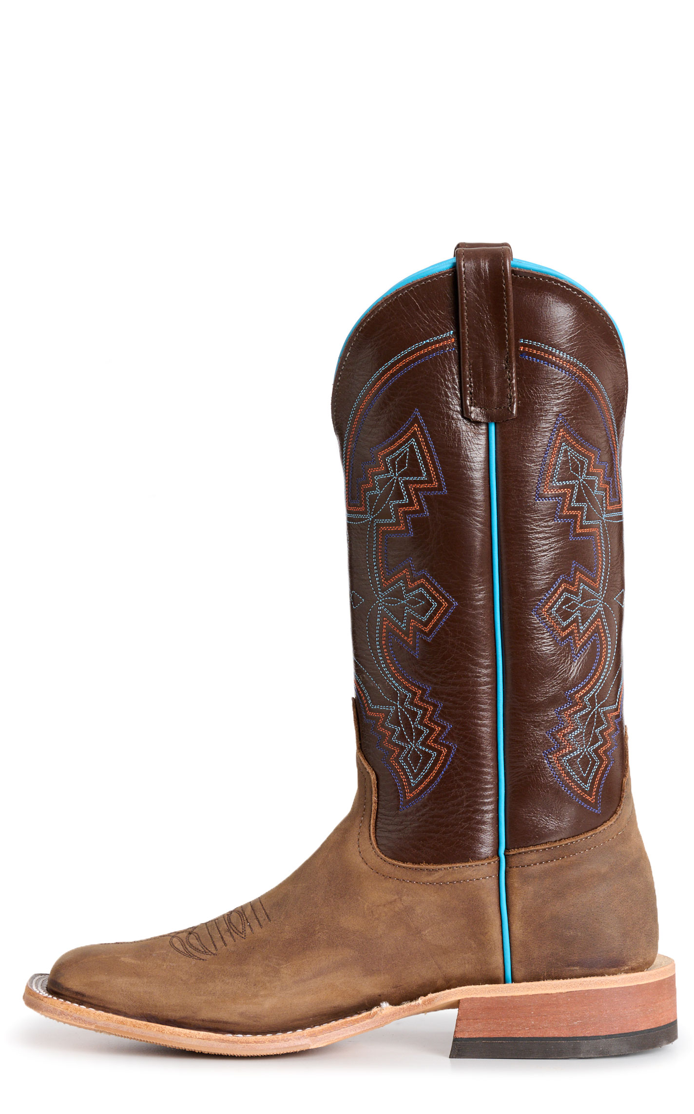 Anderson Bean Men's Dark Brown Barcelona & Brown Avatar Wide Square Toe Cowboy Boots - Image 1