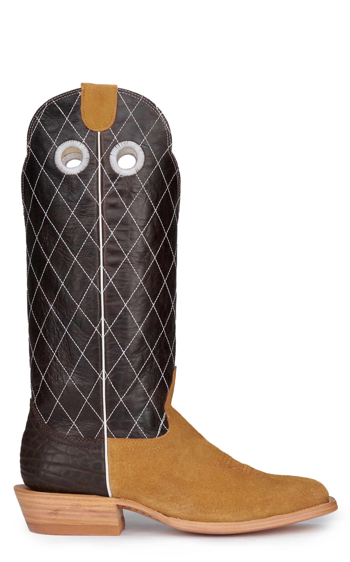 Hondo Men's Maple Rough-Out and Dark Brown Diamond Stitch 16\