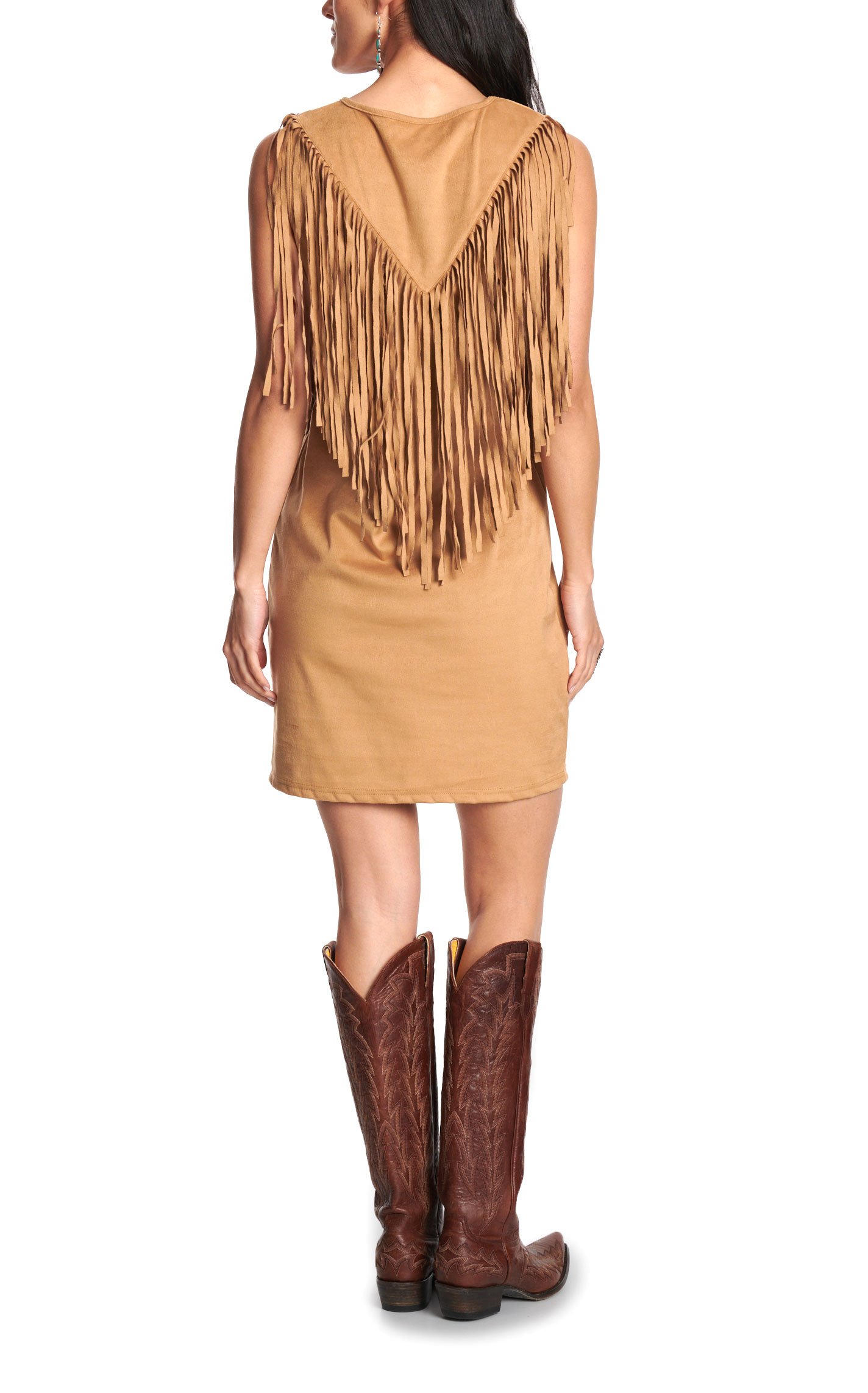 Montana Clothing Co. Women's Doe Faux Suede Fringed Dress - Image 1