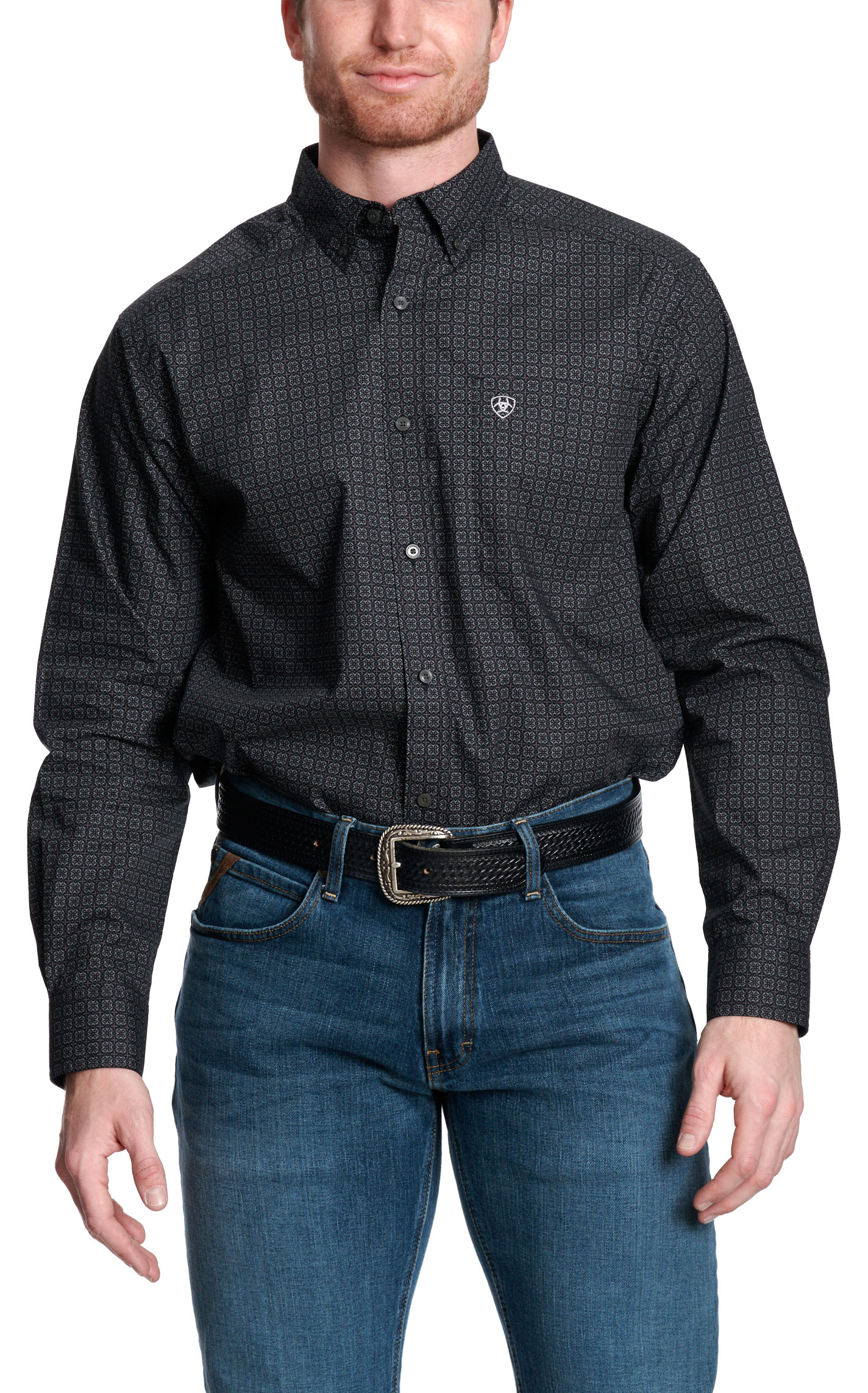 Ariat Men's Kenny Black Geo Western Shirt - Big & Tall Sizes - Image 1