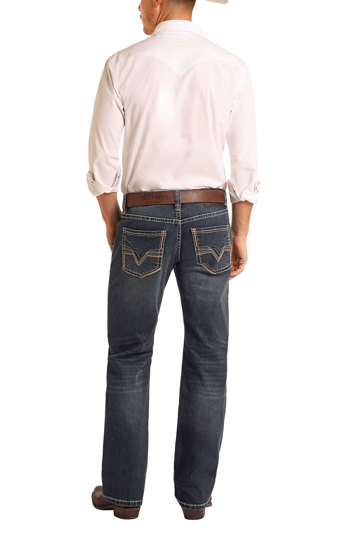 Rock & Roll Denim Men's Pistol Dark Stackable Boot Cut Jeans - Image 1