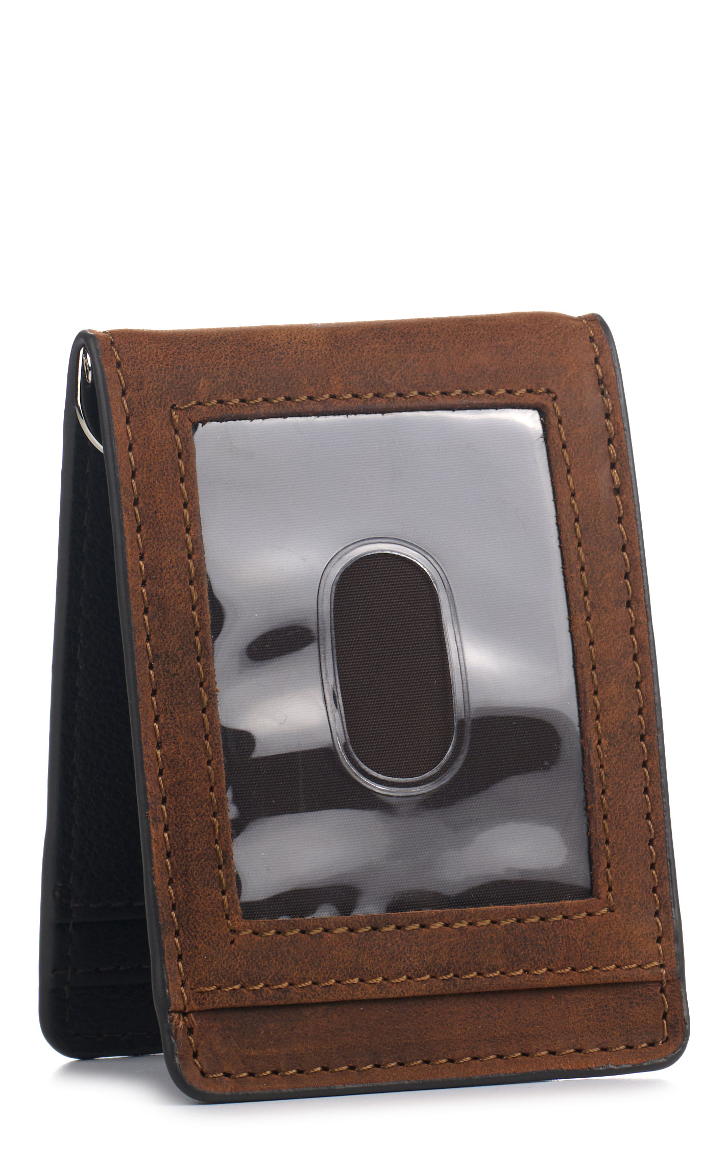 Ariat Men's Chocolate Flag & Shield Logo Bifold Money Clip - Image 1