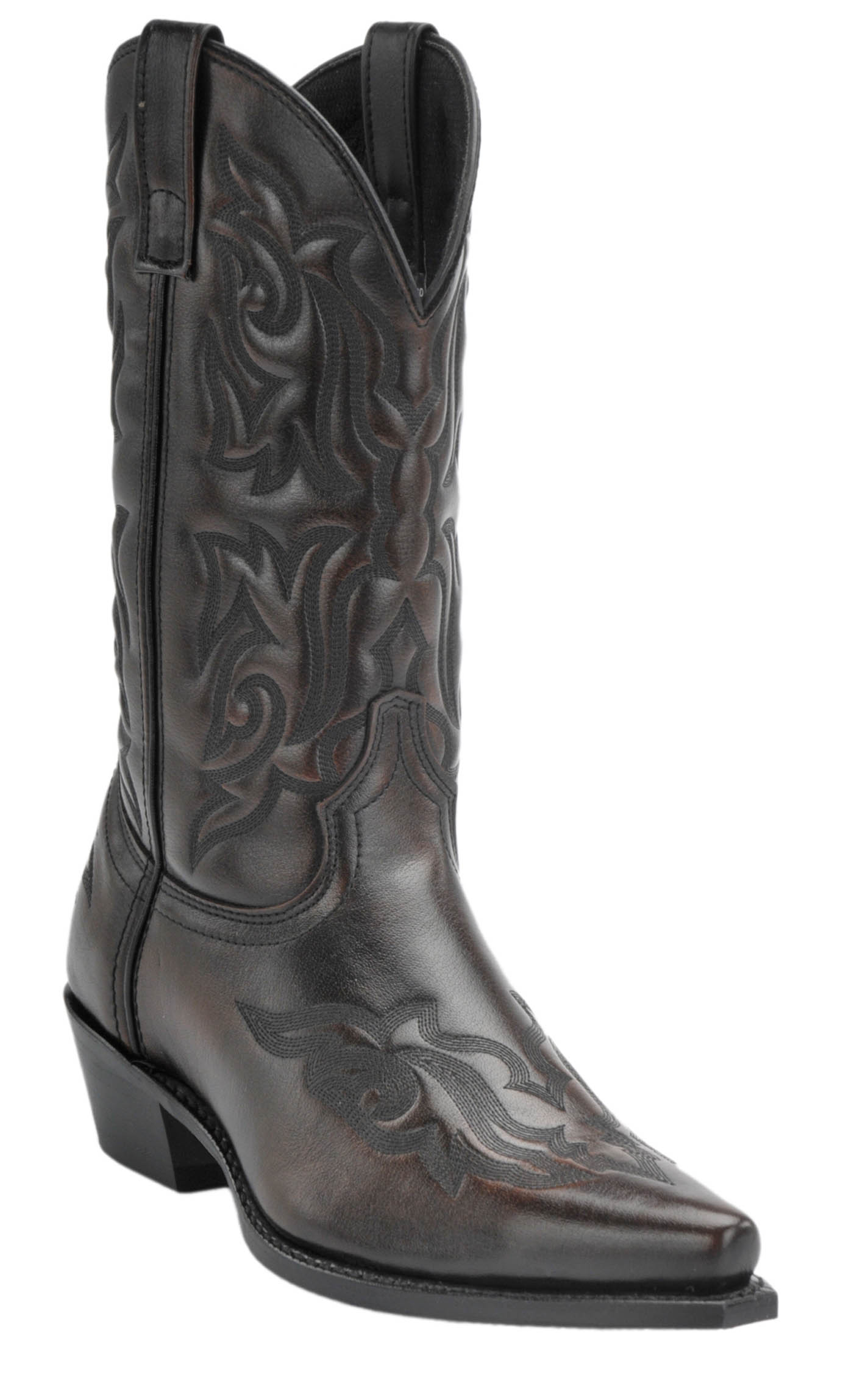 Laredo Men's Burnished Brown Fancy Stitch Snip Toe Cowboy Boots - Image 1