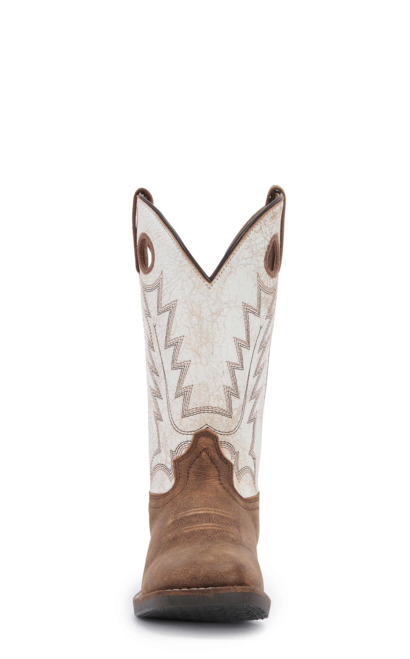 Smoky Mountain Women's Distressed Brown and Antique White Wide Square Toe Cowboy Boots - Image 1