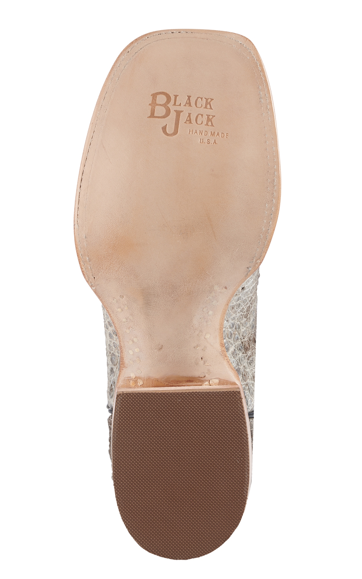 Black Jack Men's Natural Caiman Hornback and Black with Star Inlay Wide Square Toe Exotic Cowboy Boots - Image 1