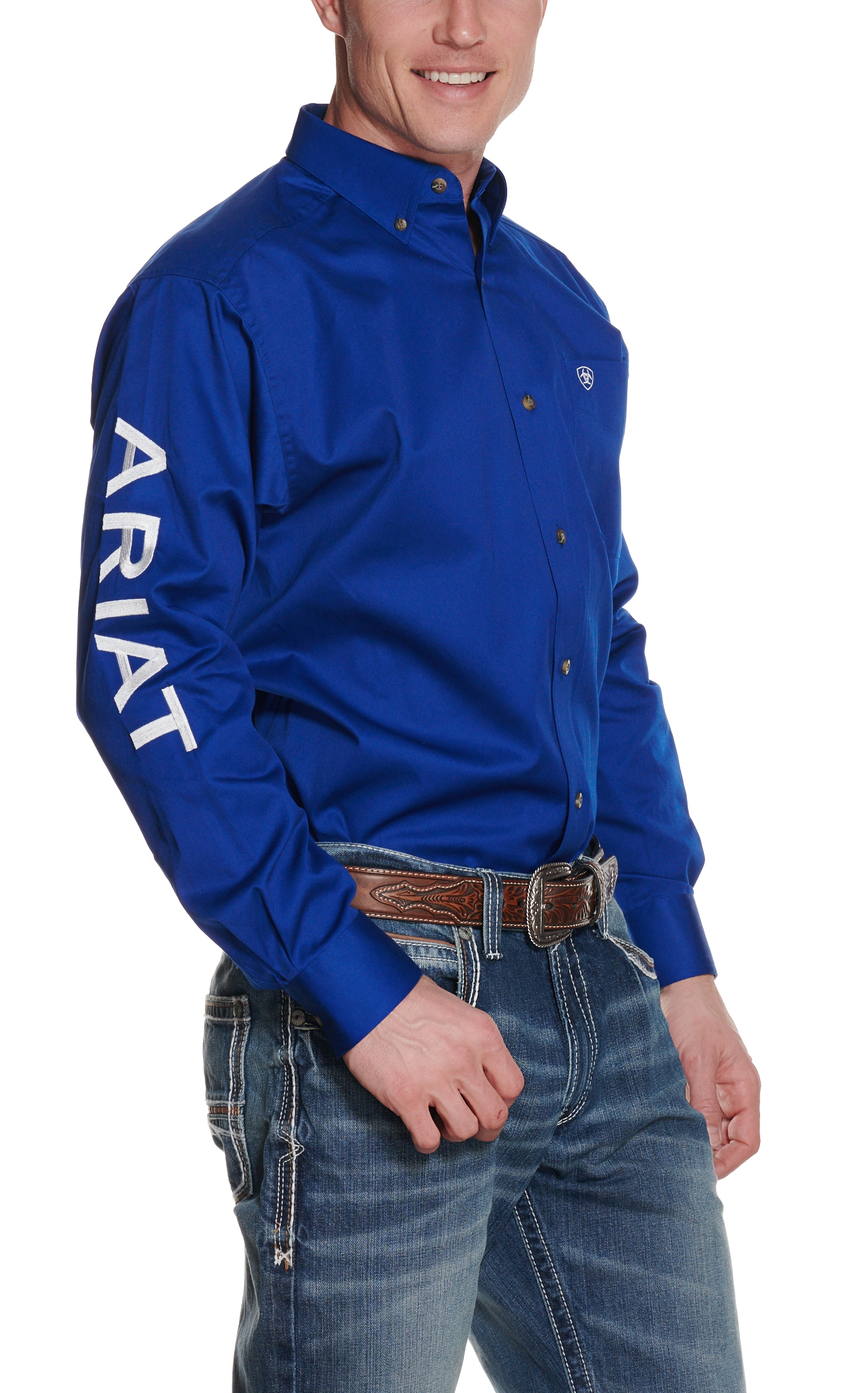 Ariat Men's Blue Team Logo Long Sleeve Western Shirt - Image 1