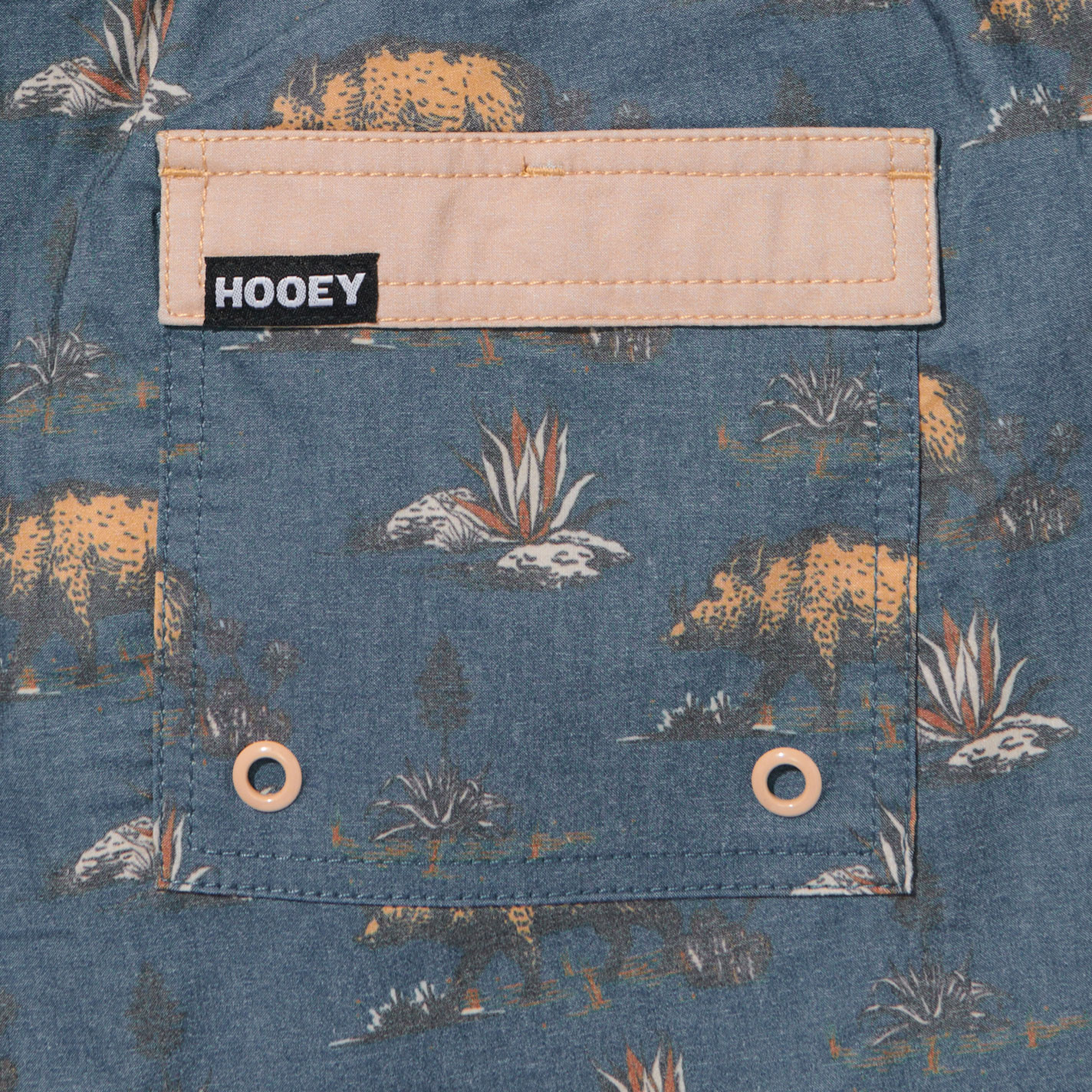 Hooey Men's Denim Blue Hog Print Swim Trunks - Image 1