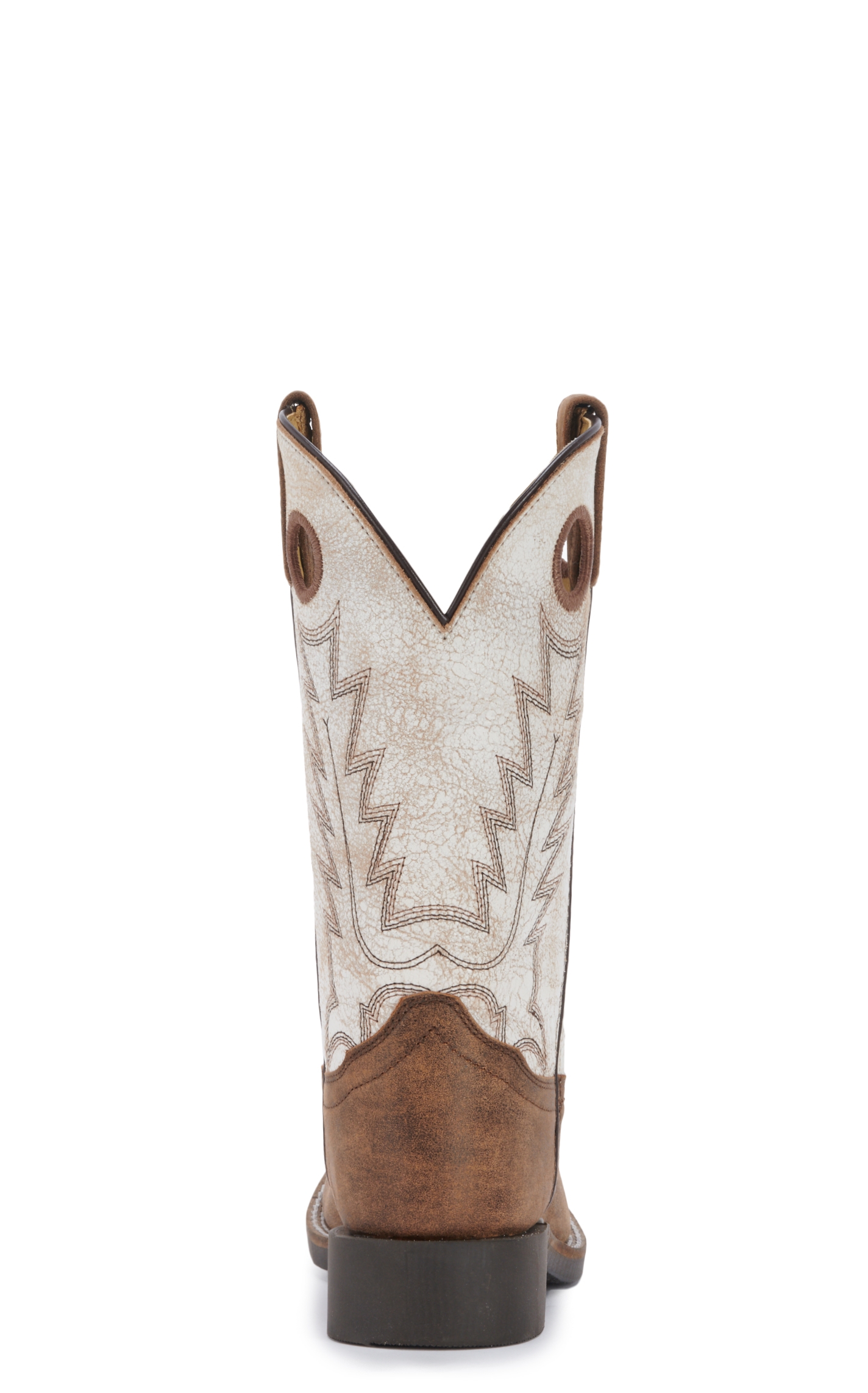 Smoky Mountain Women's  Distressed Brown and Antique White Wide Square Toe Cowboy Boots - Image 1