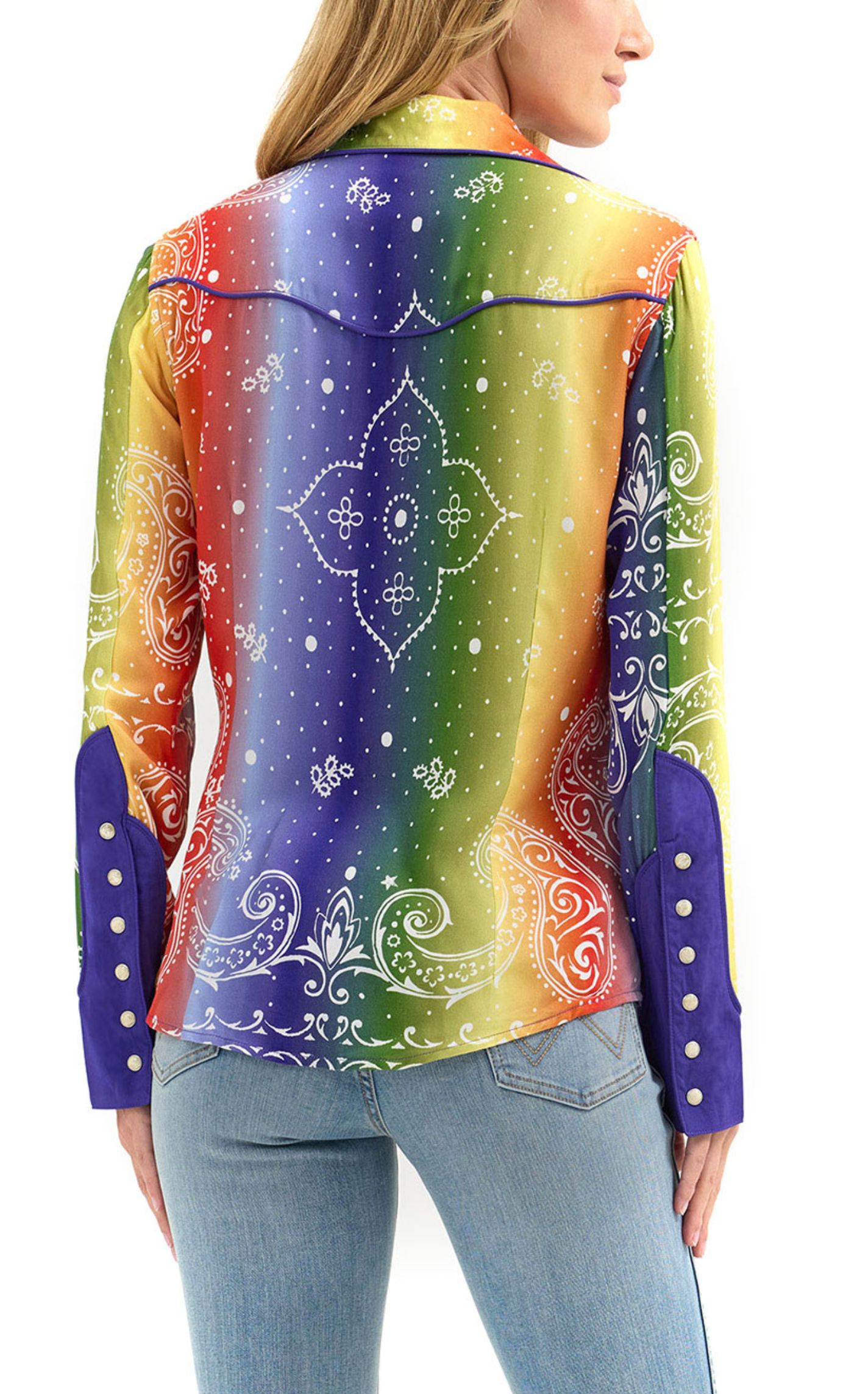 Wrangler & Lainey Wilson Women's Rainbow Bandana Western Shirt - Image 1