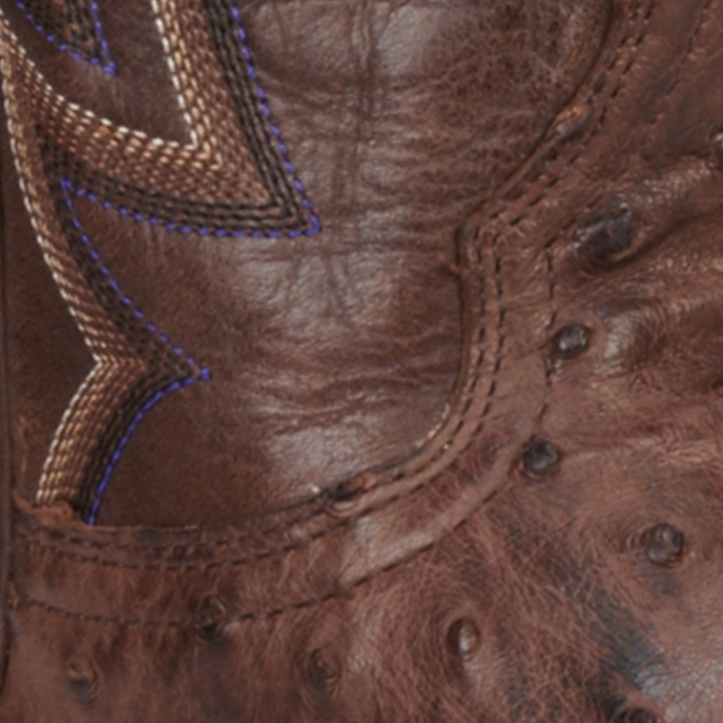 Cavender's Men's Chocolate Brown and Bruchiato Moka Full Quill Ostrich Rafter C Wide Square Toe Exotic Cowboy Boots - Image 1