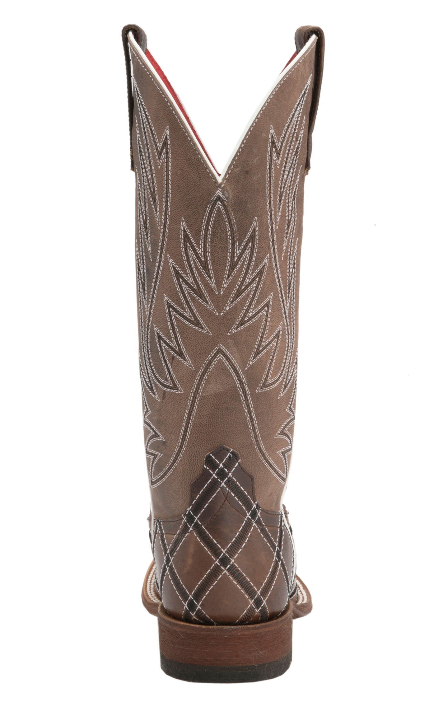 Anderson Bean Women's Macie Bean Chocolate with Diamond Stitch Embroidery Square Toe Cowboy Boots - Image 1