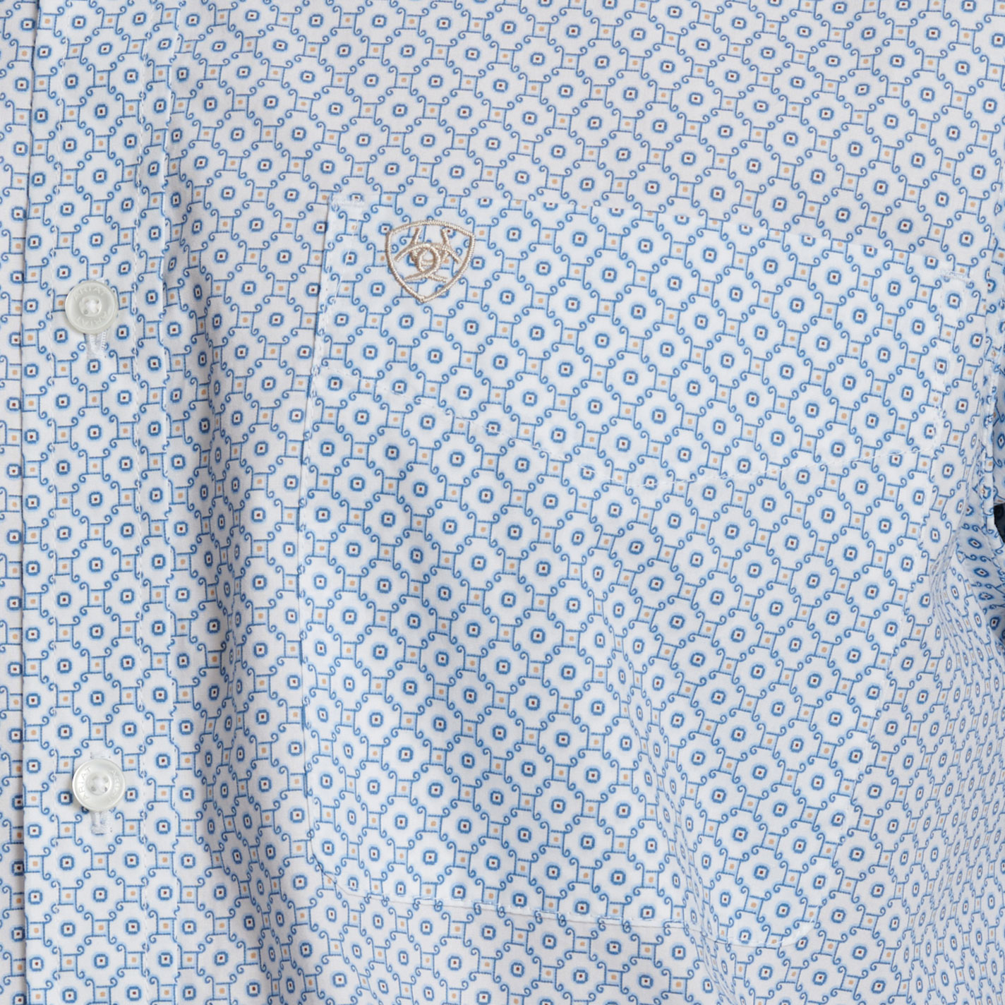 Ariat Men's Keagan White & Blue Geo Western Shirt - Image 1