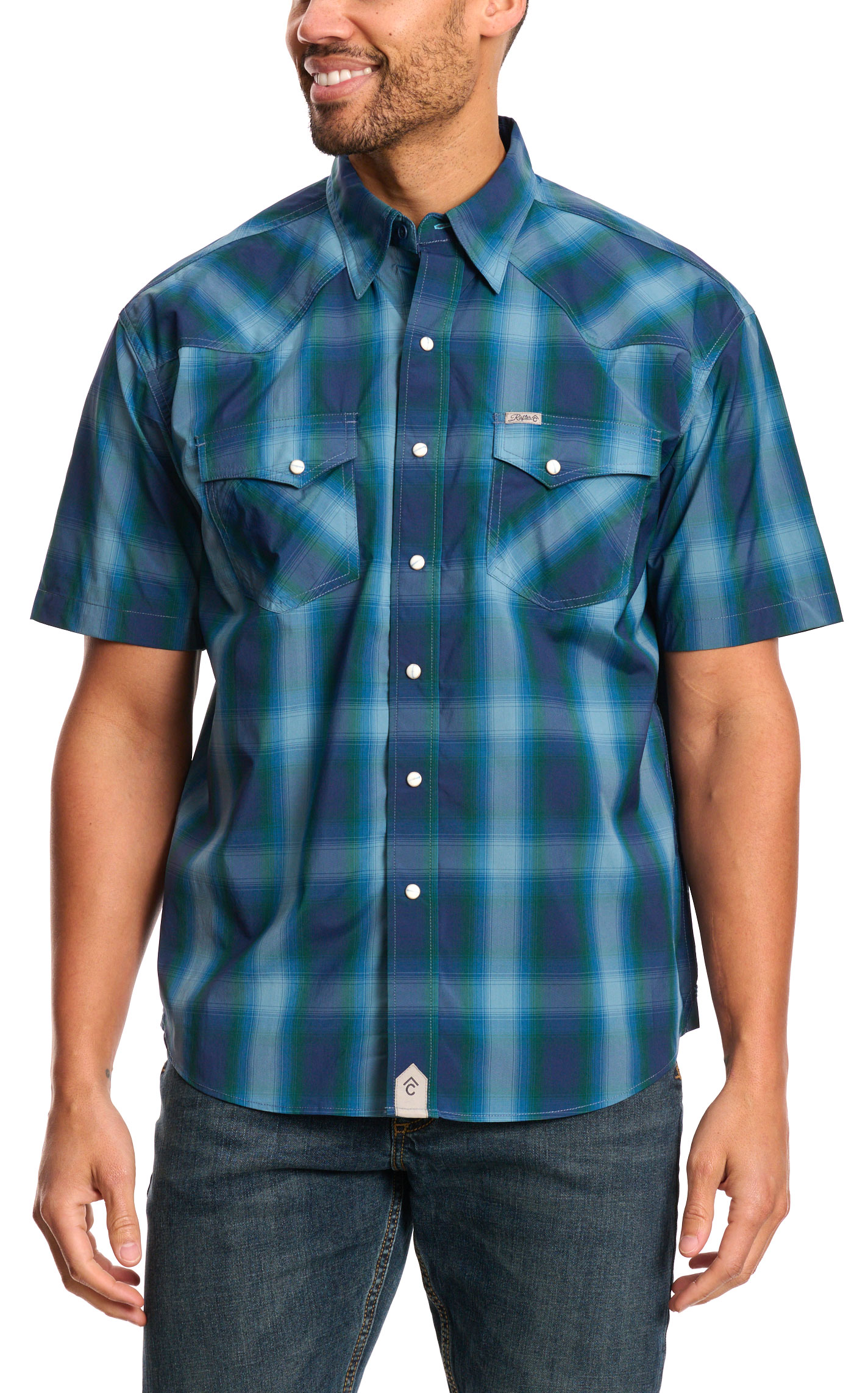 Rafter C Outdoors Men's Navy Plaid Fishing Shirt - Image 1