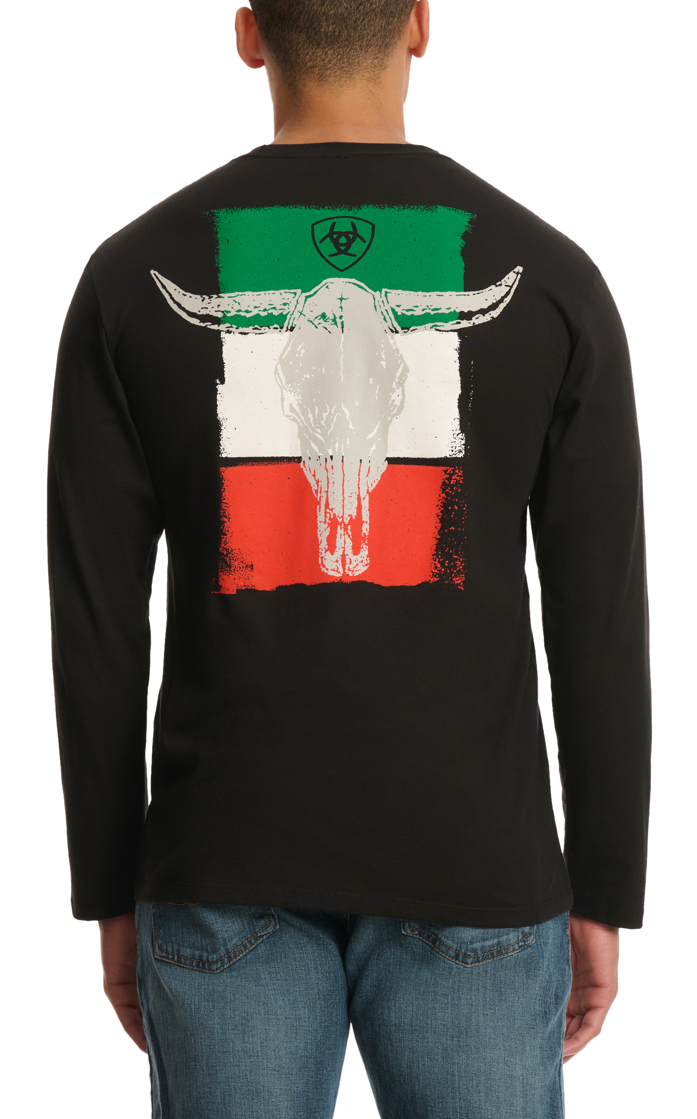 Ariat Men's Black Mexican Skull Flag Logo Graphic T-Shirt - Image 1