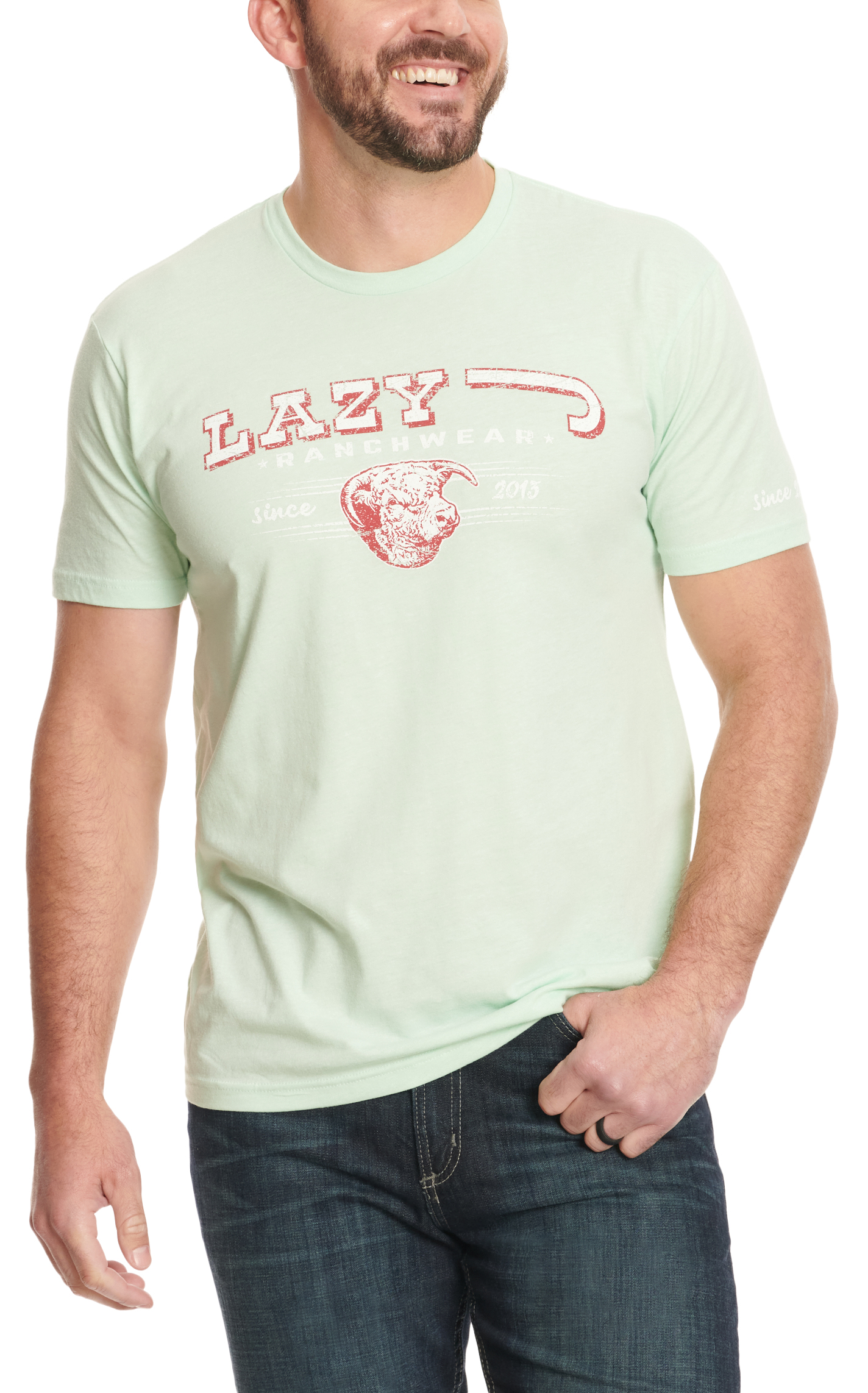 Lazy J Men's Mint Performance Logo Graphic T-Shirt - Image 1