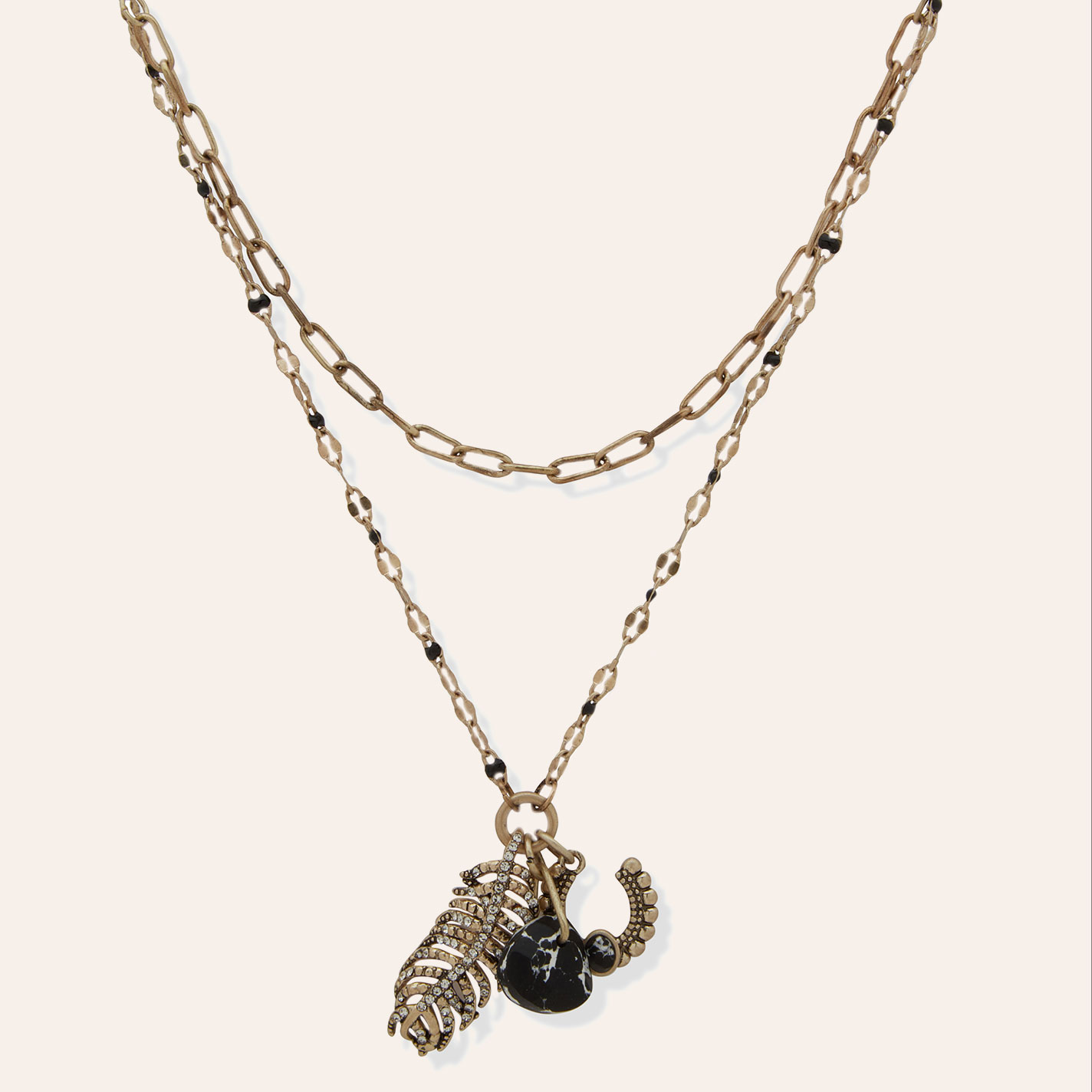 Lainey Wilson Jet Black & Gold Feather Charm Necklace - Image 1