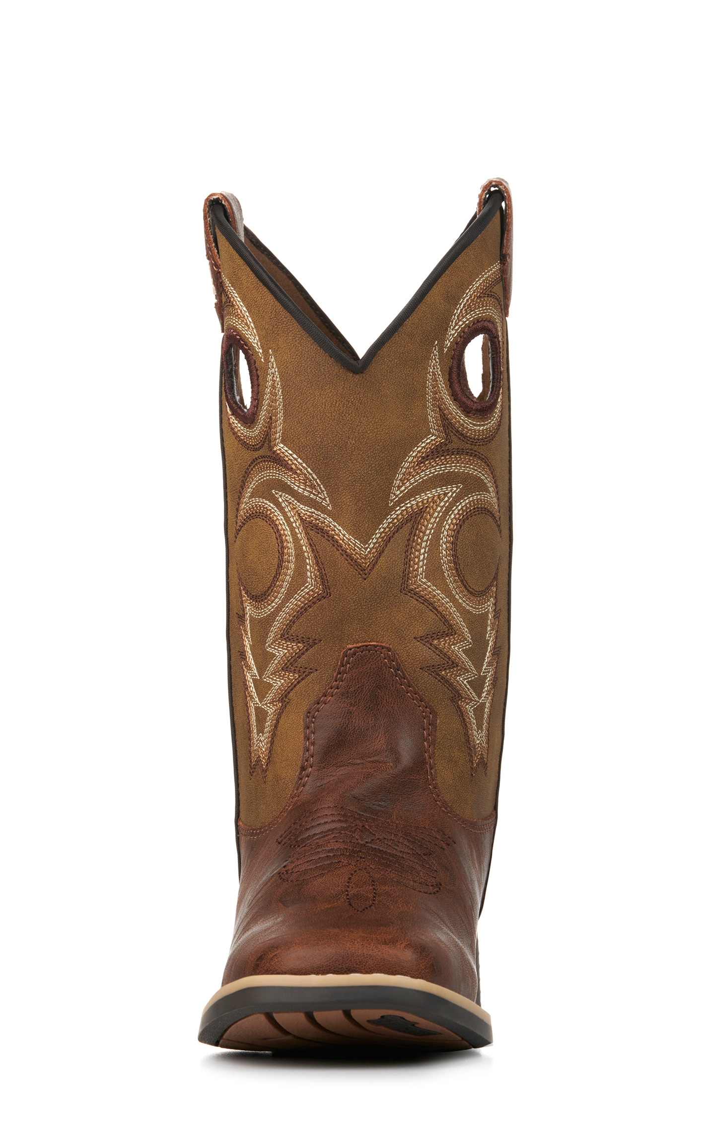 Twister Kids' Jasper Brown and Tan Wide Square Toe Cowboy Boots - Image 1