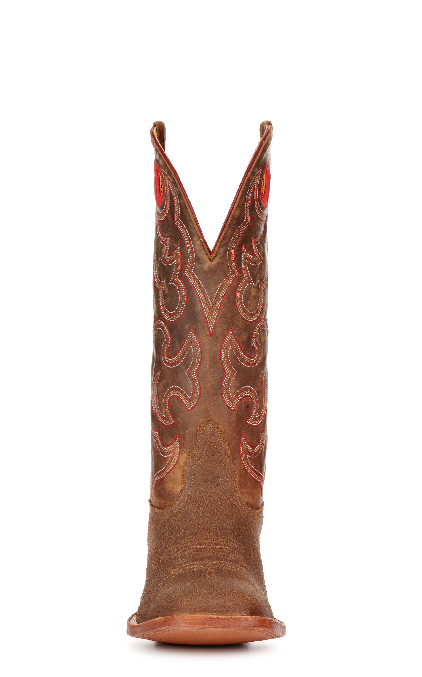 Cavender's Men's Brown and Cognac Buckaroo Wide Square Toe Cowboy Boots - Image 1