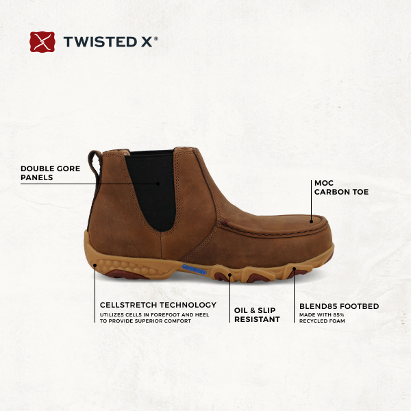 Twisted X Women's Brown CellStretch Round Composite Toe Chelsea Work Boot - Image 1