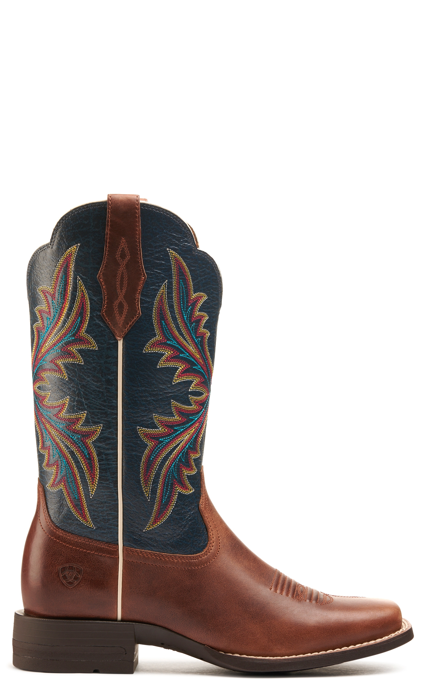 Ariat Women's West Bound Russet Rebel and Crackle Navy Shock Shield Wide Square Toe Cowboy Boots - Image 1