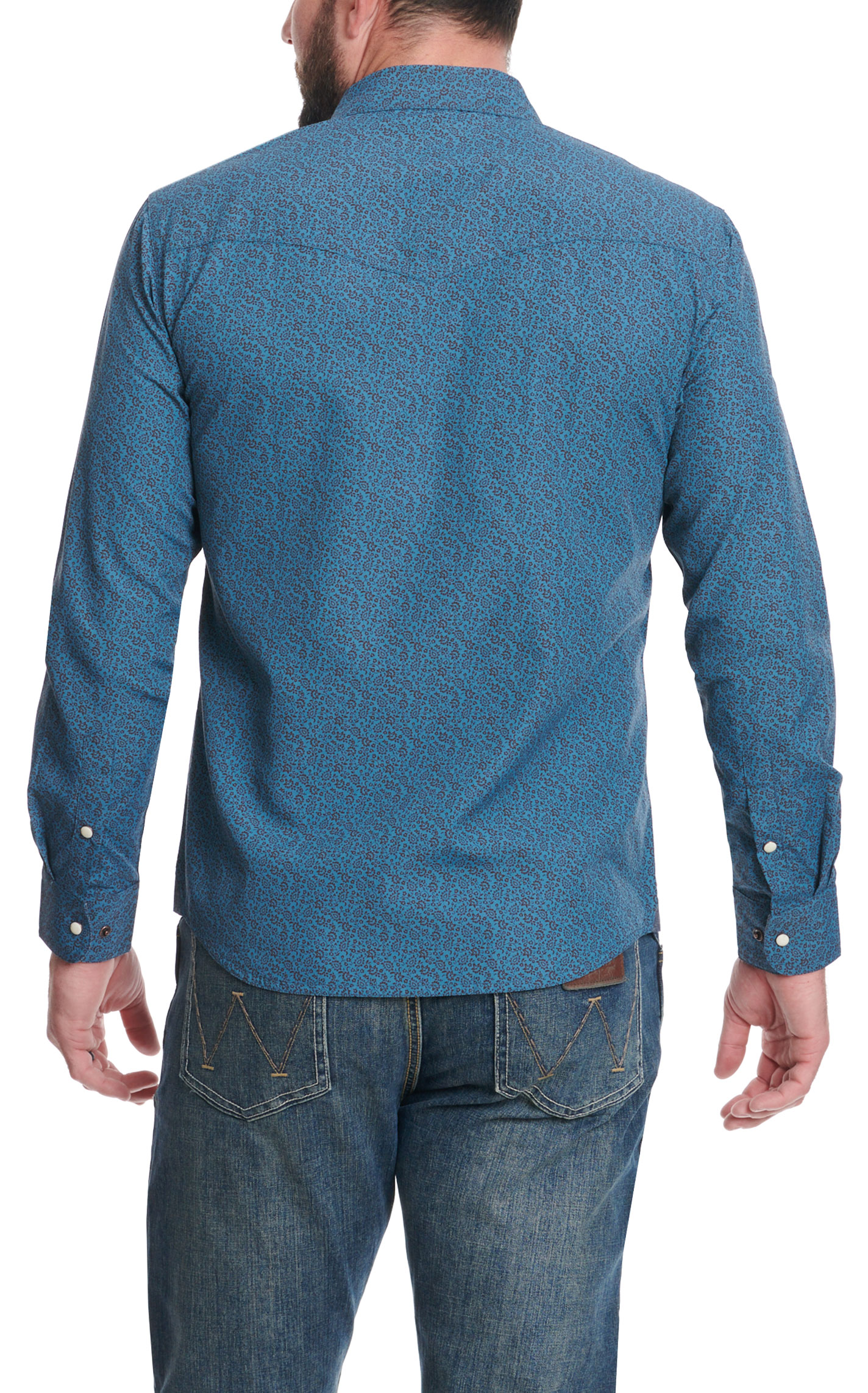 Red Dirt Collection by Rafter C Men's Aegean Blue Floral Print Western Shirt - Image 1