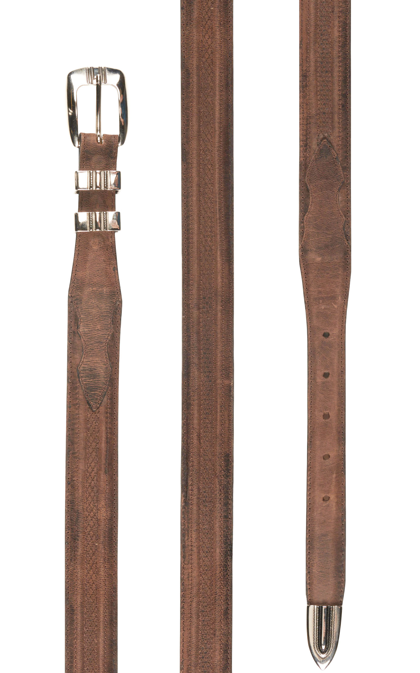 Cavender's Men's Chocolate Leather Maddog Goat Textured Tapped Western Belt - Image 1